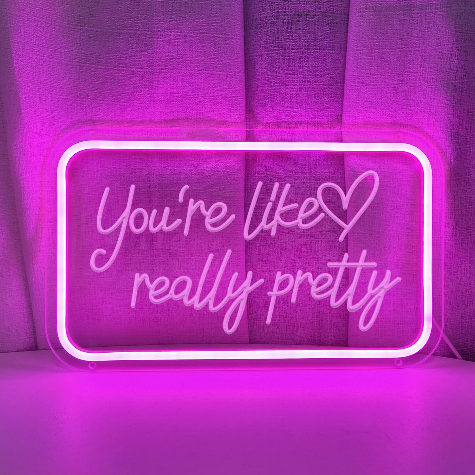 INSNEnN Neon Sign for Wall Decor, USB Dimmable LED Light, 15.75x10.16 Inches, Pink Acrylic, Party and Bedroom Decorations