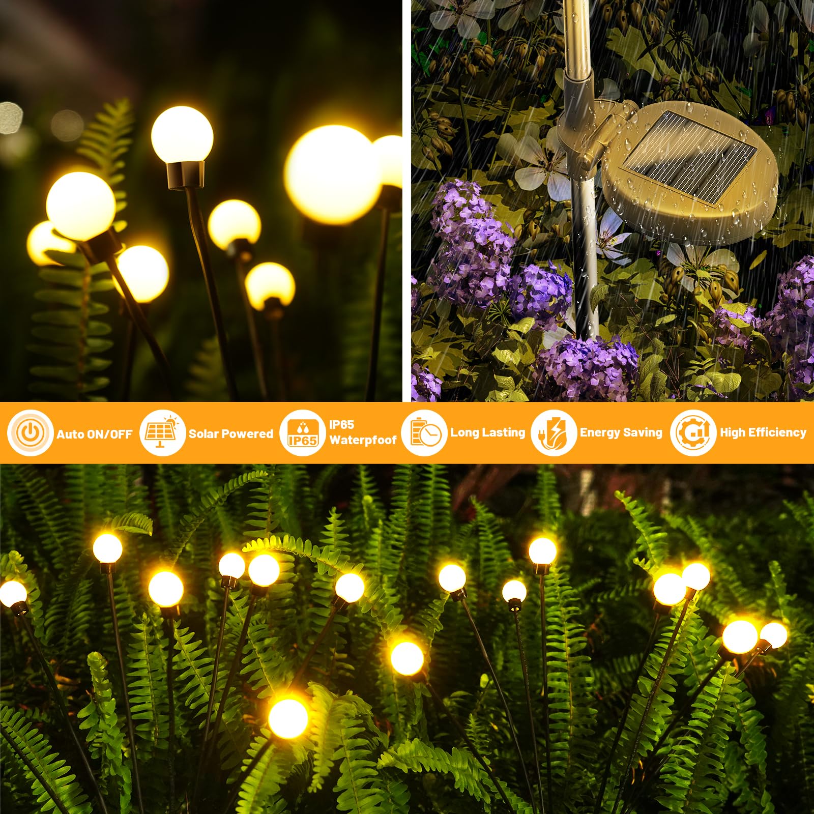 Dlaoum Solar Garden Lights Outdoor: 2 Pack Firefly Light For Outside Waterproof Or Patio Decor - Landscape Lighting For Yard Decorations - Fairy Garden Accessories Or Gardening Gifts For Women