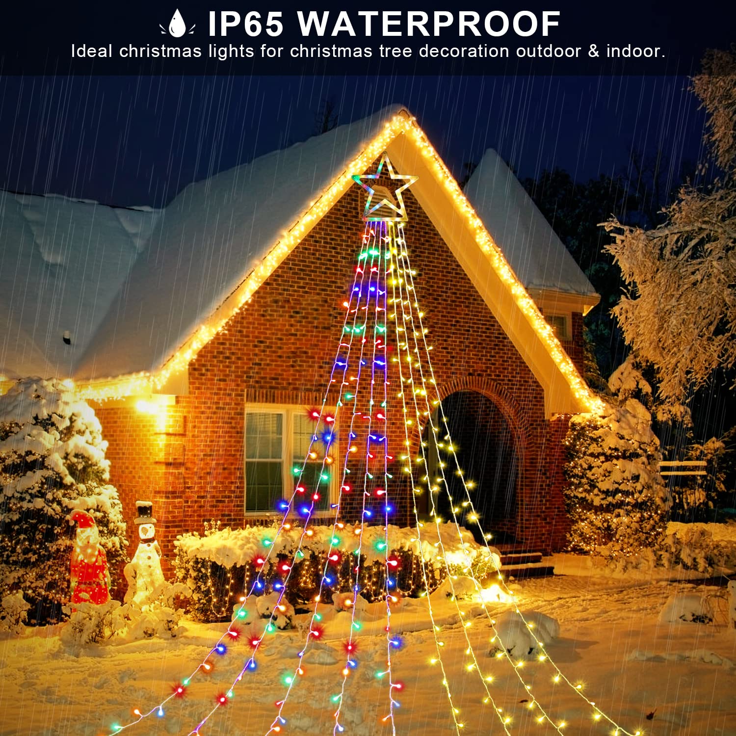 Qulist Christmas Decoration Color Change Star Lights Outdoor,317 Led 16.4Ft Christmas Tree Toppers String Lights[11 Modes& Waterproof] For Halloween Xmas New Year Holiday Birthday