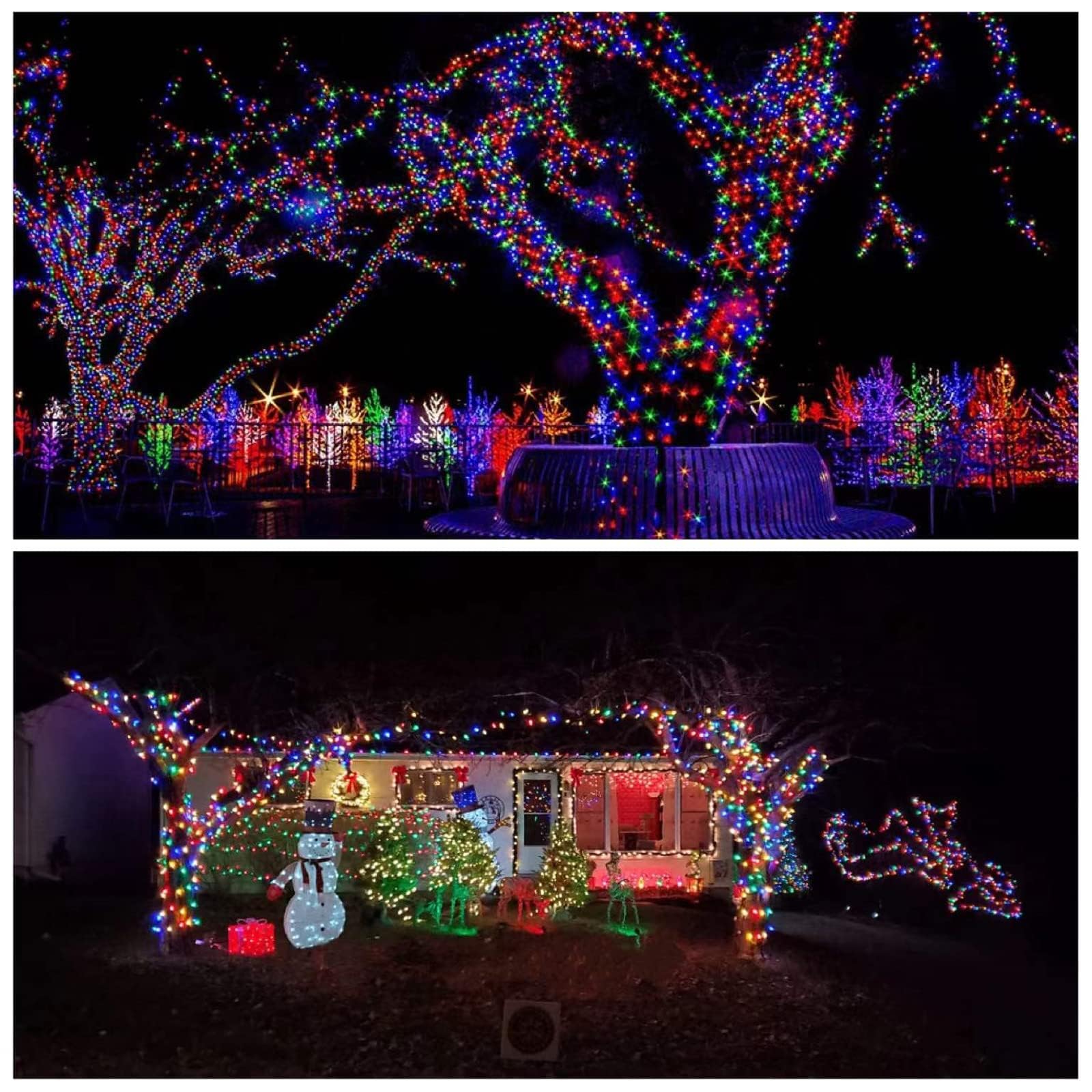 Multicolored Solar String Lights Outdoor Waterproof, 2-Pack Each 72Ft 200Led Solar Led Fairy Lights Copper Wire 8 Modes Solar Tw