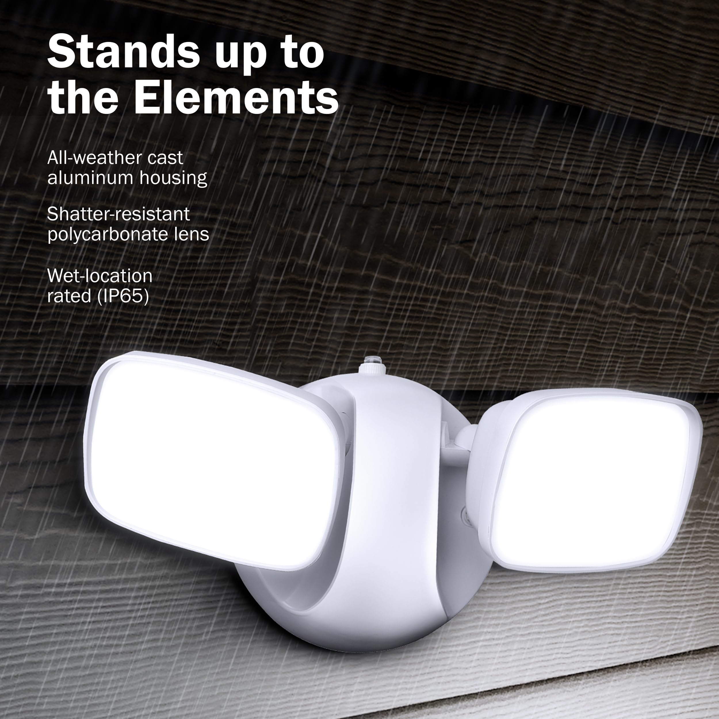 Feit Electric Led Security Light Outdoor, 28W Led Waterproof Flood Light, 2 Head, Wall Mount, Switch Operated, 2000 Lumens, 50,0