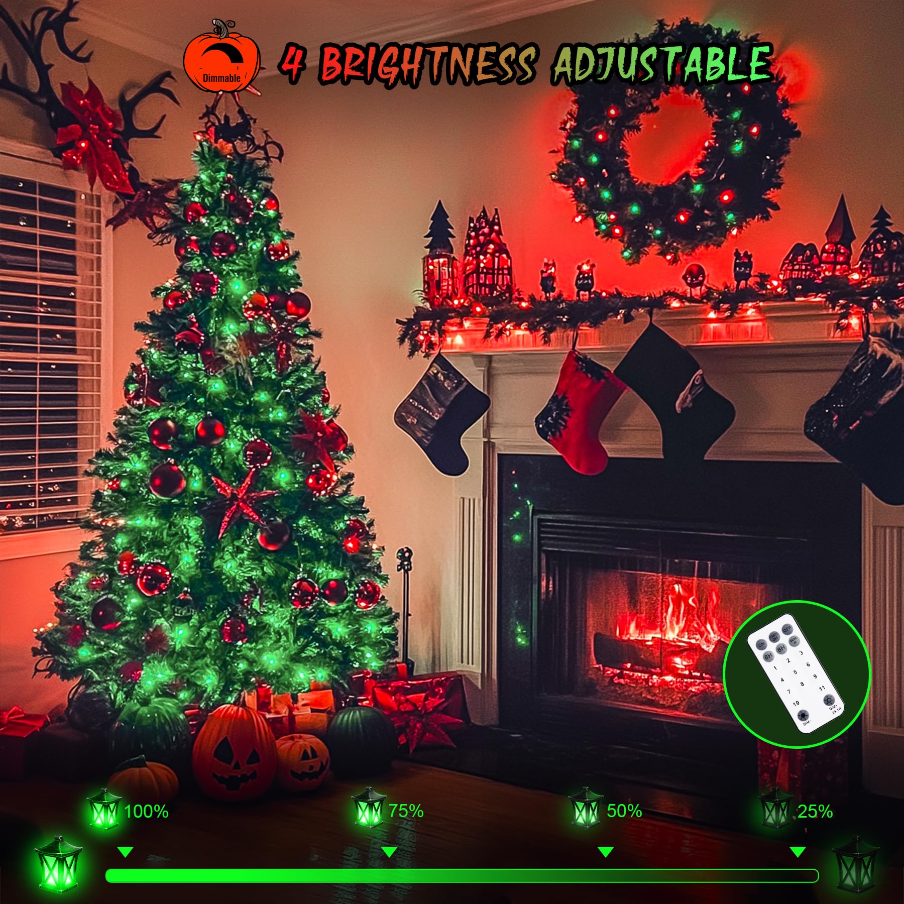 JMEXSUSS Christmas String Lights 168ft 600 LED Color Changing Red Green 8 Modes Model EXS-S-0600-R