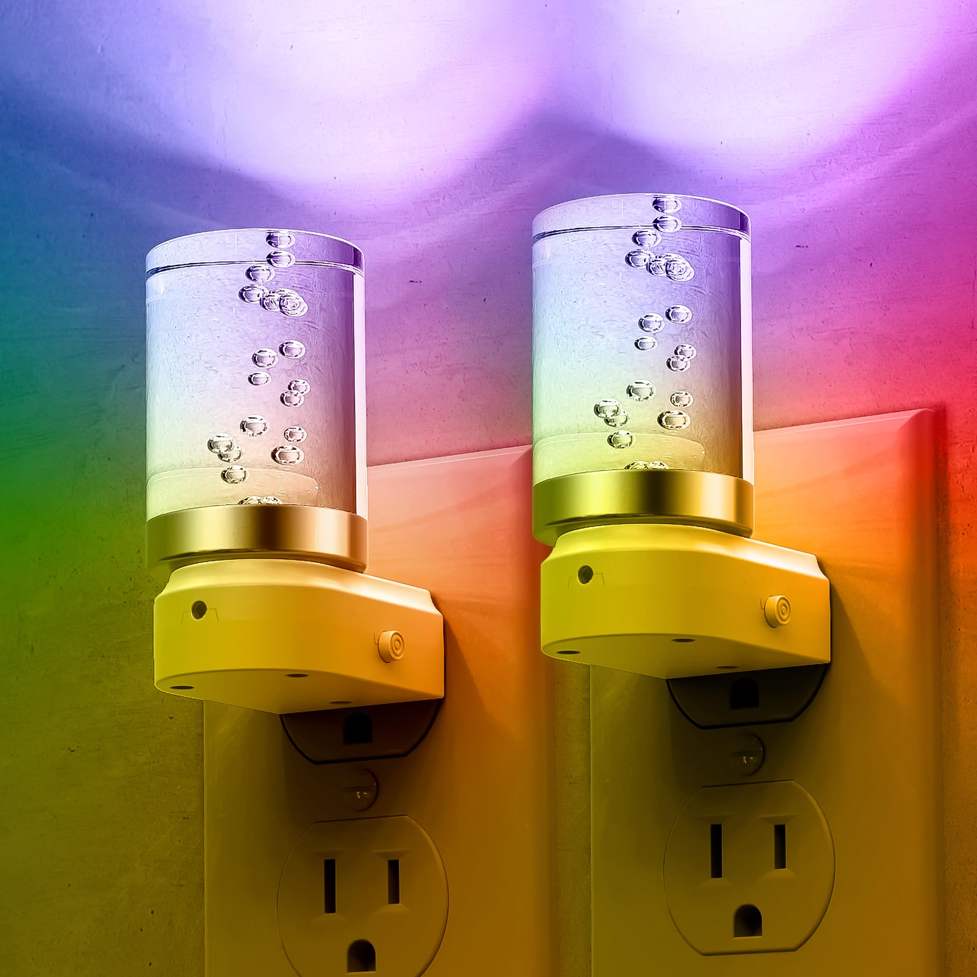 L LOHAS LED Night Light  Night Lights Plug into Wall  Color Changing Nightlight RGB with Dusk to Dawn Sensor  for Halloween  Christmas  Holiday  Hallway Bedroom Kids Room  2 Pack