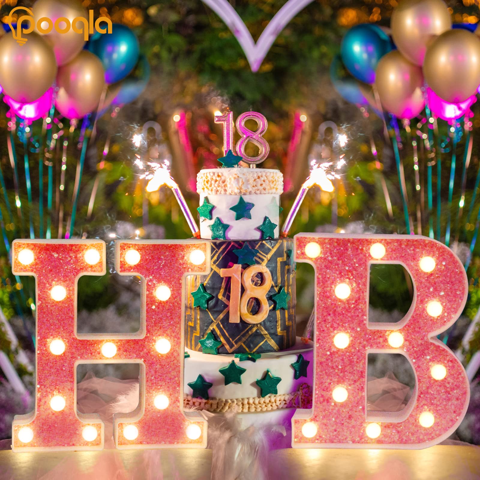 Pooqla Led Marquee Letter Light - Sequin Pink Alphabet Sign For Parties & Home Decor - Battery Powered, Pink Letter Y