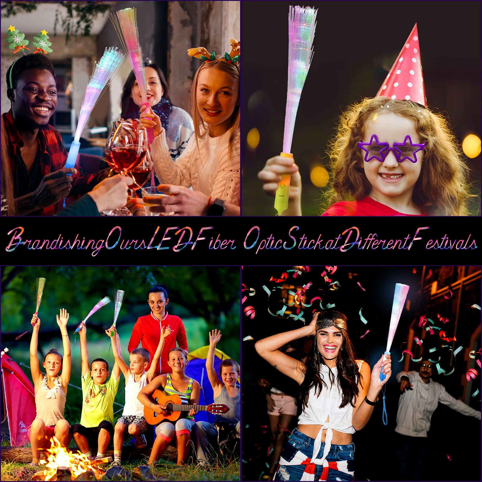 80 Pcs Fiber Optic Wands, Glow Wands Led Wand Light Up Fiber Optic Glow Wands Led Light Up Fiber Optic Stick With Batteries For Kids Birthday Wedding In Dark Party Concerts Clubs (Multicolor Handle)