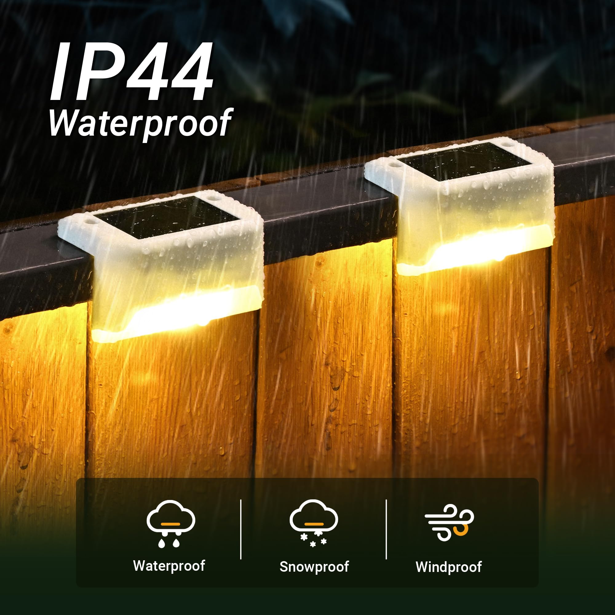 Patiowin Solar Fence Lights Outdoor - Waterproof Led Lights For Deck, Stairs, Fence, Patio, Yard, Porch And Balcony (20 Pack, Wa