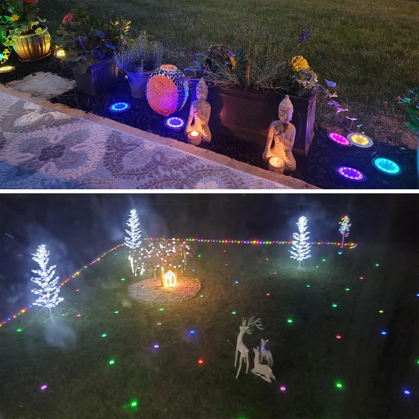 Yakalla Solar Outdoor Lights - 4 Pack Deck Lights, Warm White, Solar Powered Ground Lights for Landscape, Pathway, Garden Decorations