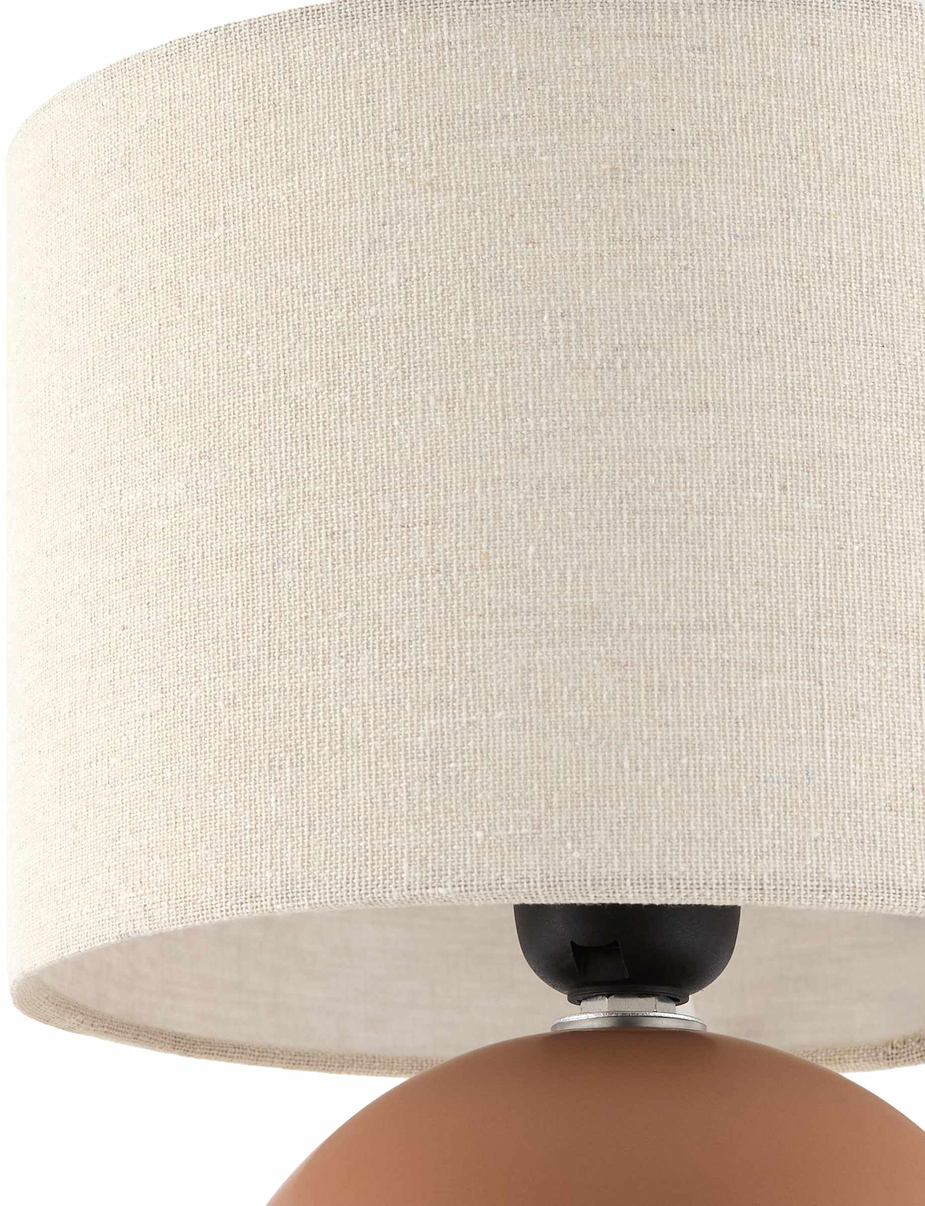 BoutiqueRugs Brennberg Ceramic Bedside Table Lamp - 10inH x 8inW x 8inD - Beige, Brown - Model BTGQMA5-012