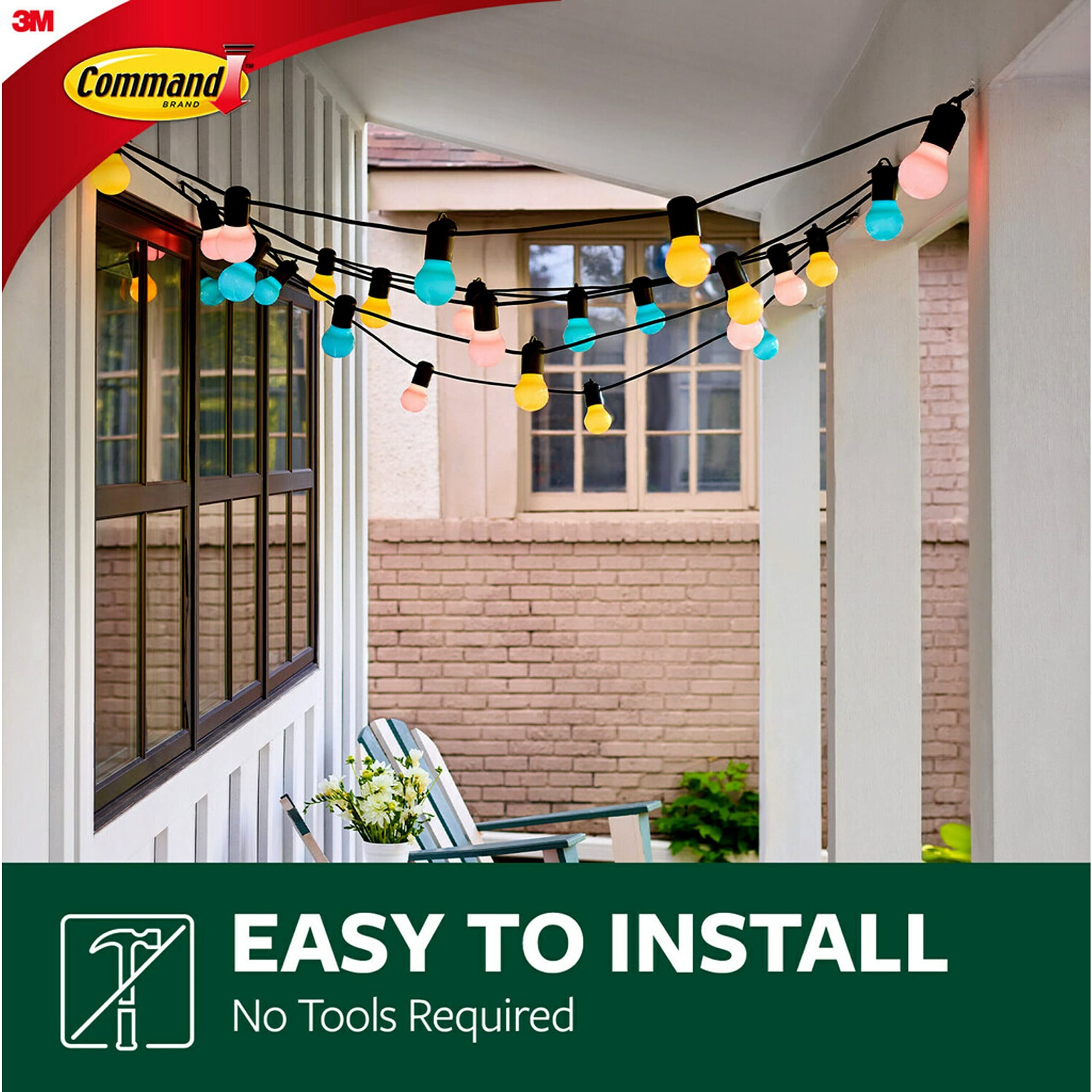 Command Outdoor Light Clips, 16 Clips, 20 Strips, Water-Resistant Adhesive (17017Clr-Awes), Clear (17017Clr-Aw-E)