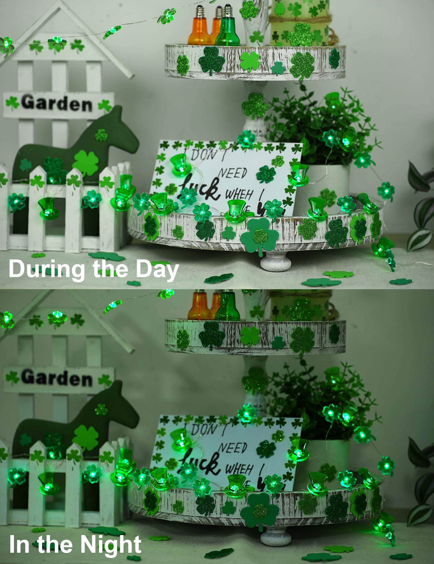 Bohon St Patricks Day Decorations Green Shamrocks Leprechaun Top Hat String Lights 10 Ft 30 Leds Lucky Clover Fairy Lights Battery Operated For Bedroom Feast Of Irish Saint Patricks Day Decor