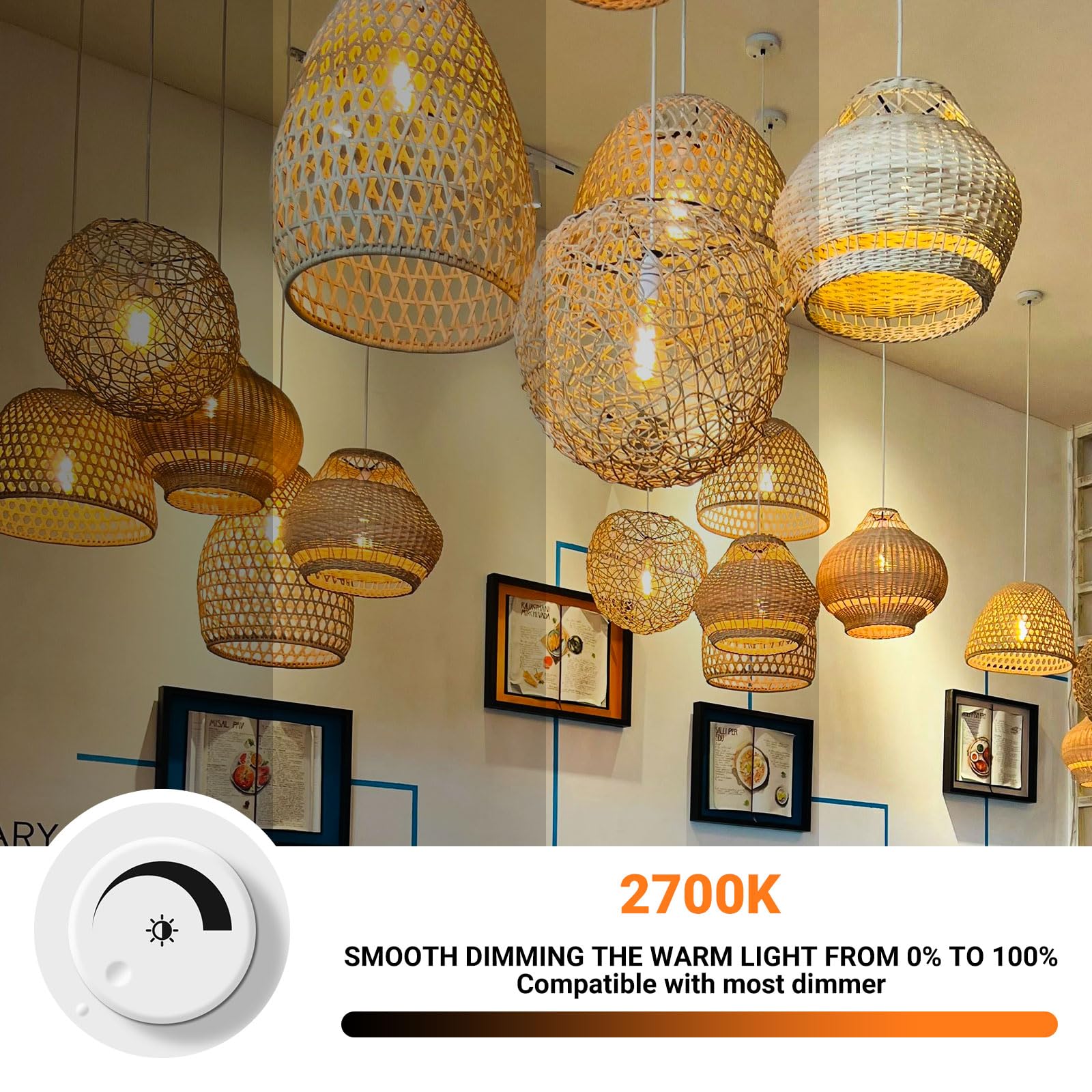 Listocasa St19 Vintage Led Edison Bulbs Dimmable,5.5W(60W Equivalent),St58 Antique Led Filament Bulbs Warm White Amber Glass,650