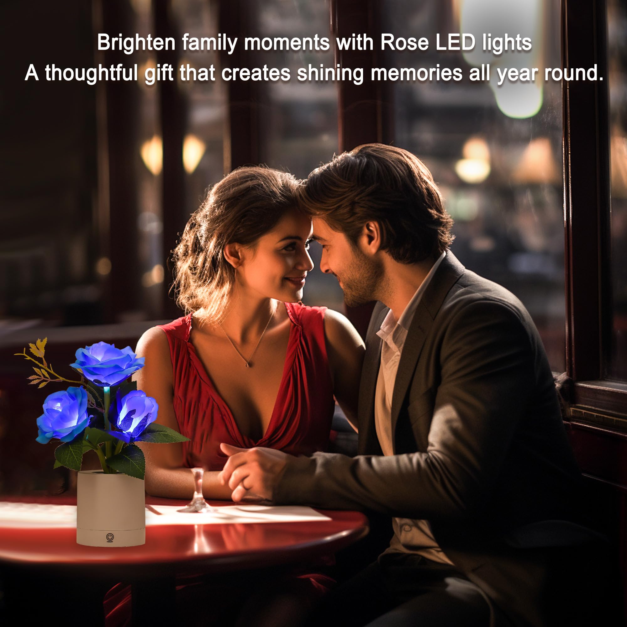 Hibeauti Blue Rose Led Lamp For Womens Gifts, Flower Night Light For Relaxation And Serenity, Womens Her Mom Wife Girlfriend Fri