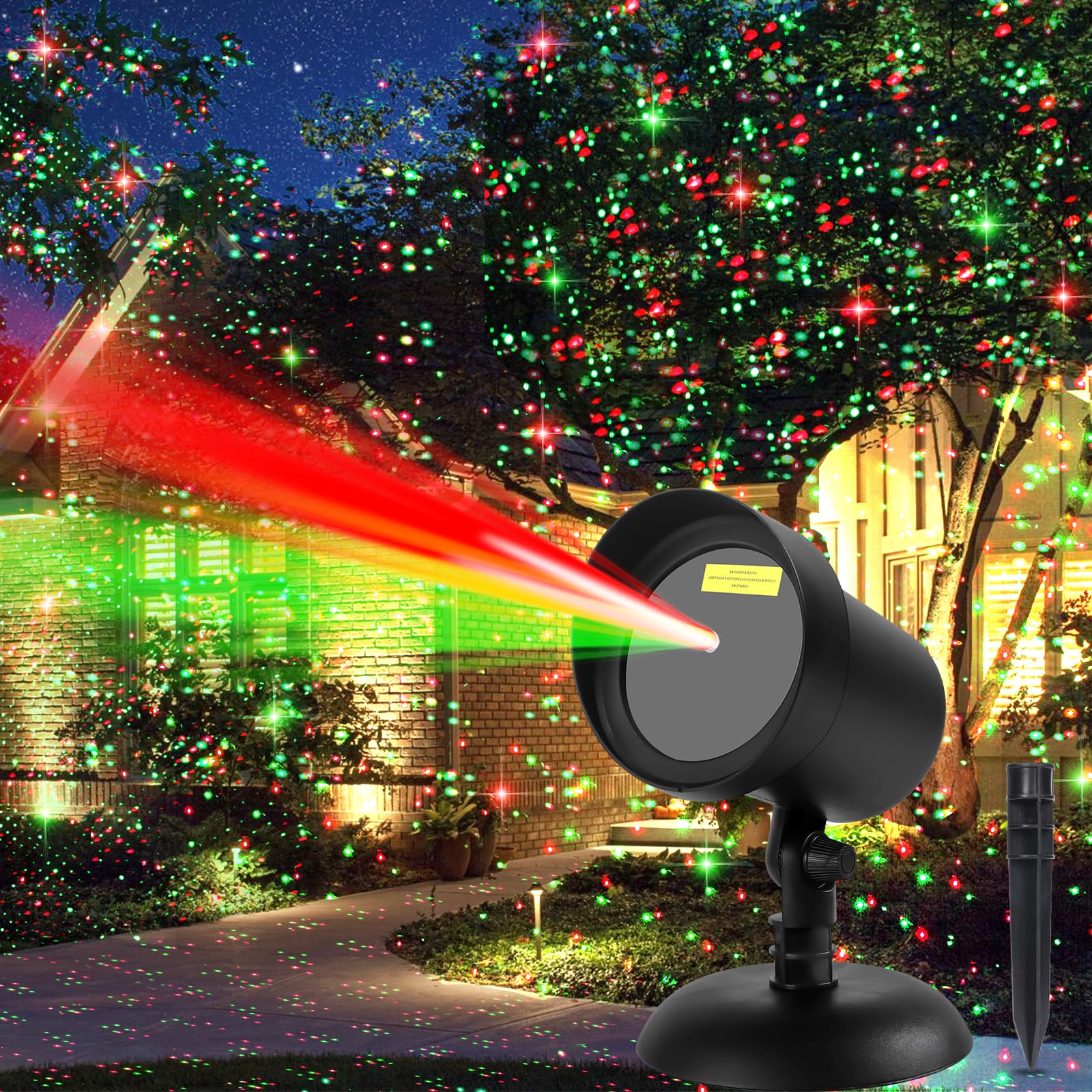 YFAIN Christmas Laser Lights Outdoor, Motion Christmas Projector Lights Outdoor Waterproof, Landscape Spotlight Red & Green Xmas