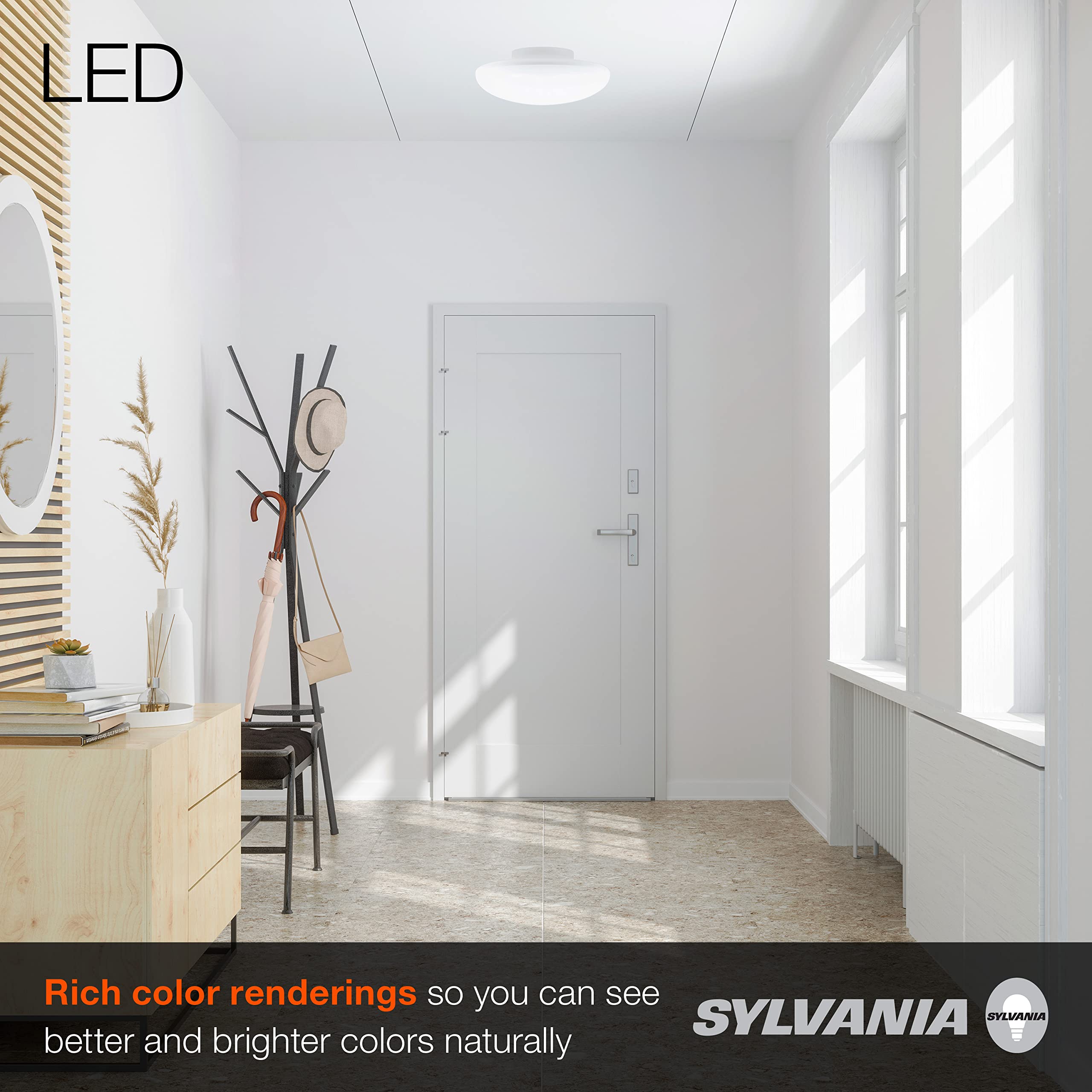 Sylvania Ultra Led Porcelain Ceiling Light Fixture, 120W Equivalent Efficient 31W, Energy Star, Non-Dimmable, Medium Base, 2700K