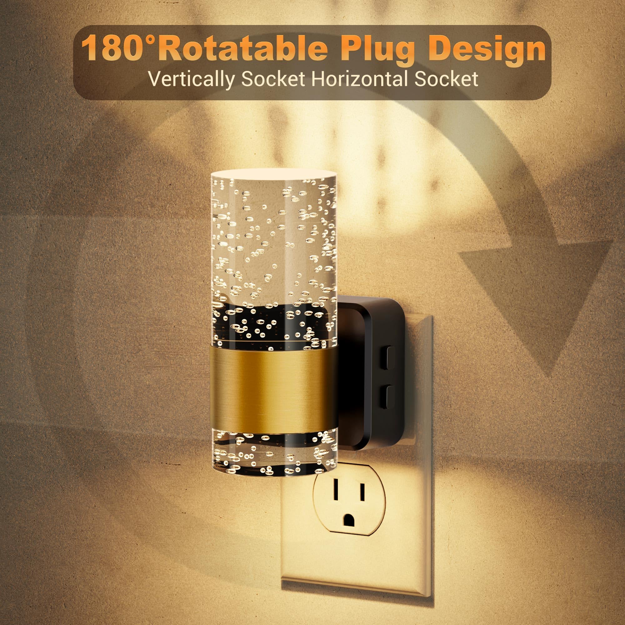 Jandcase Night Lights Plug Into Wall,2 Pack Color Changing Night Light For Kids With 1 Remote Control, 3000K+Rgb Led Nightlight