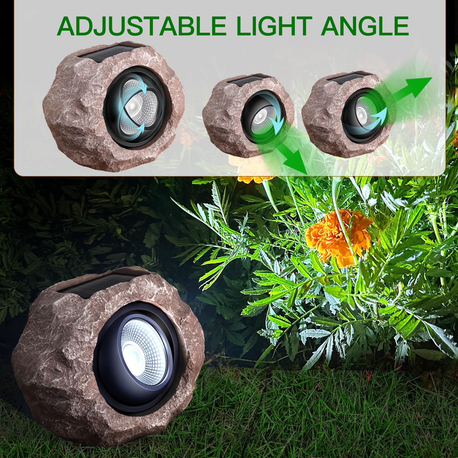Timeflies Solar Rock Lights Outdoor, 2 Pack Super Bright Solar Spot Lights Outdoor Ip65 Waterproof Solar Yard Lights, Auto On/Of