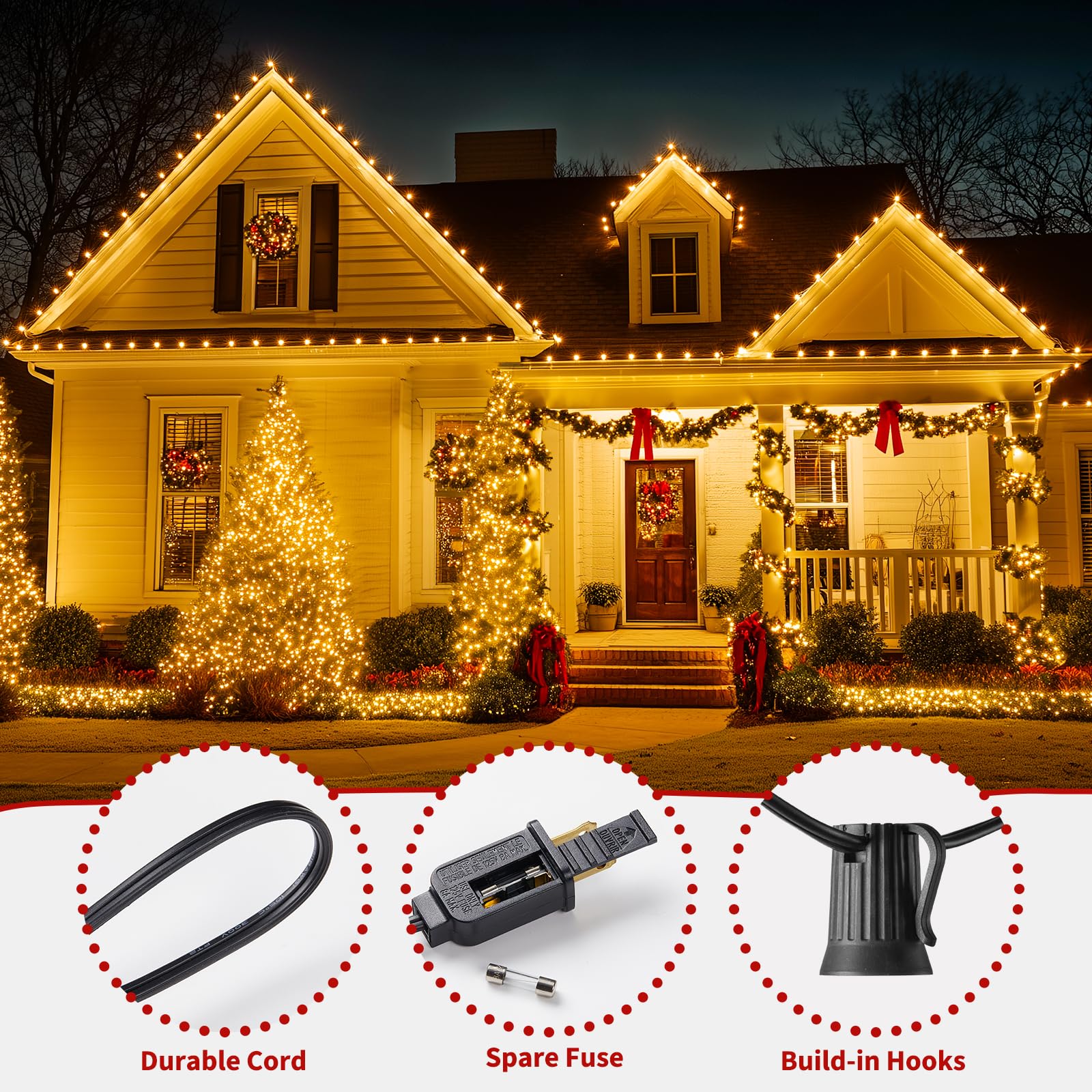 Brightown C9 Bulb String Lights, 25FT Warm White, 25 Bulbs, Black Wire, Outdoor Patio Party Decoration, Model GYPI-O257AU
