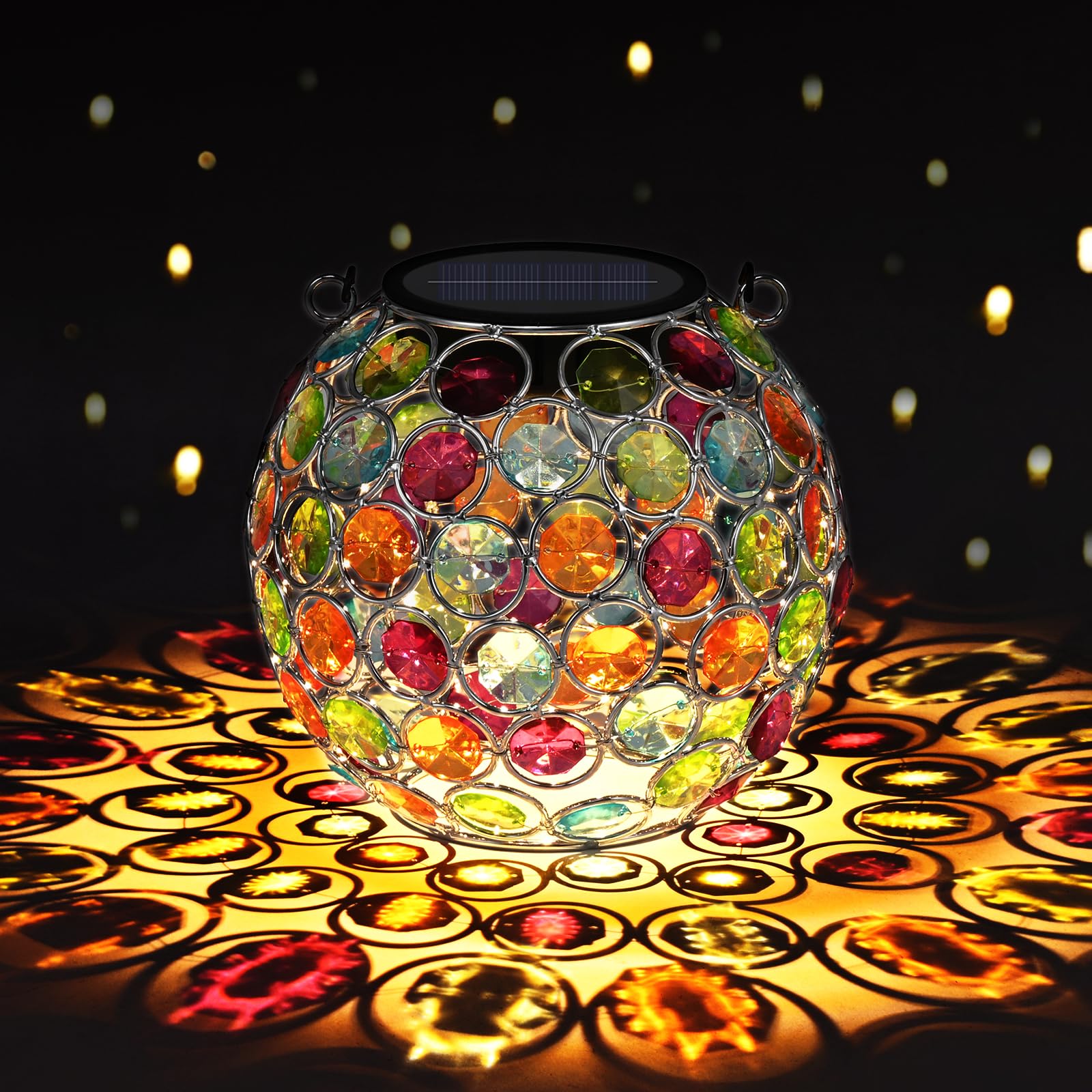 Uspring 2 Pack Crystal Mosaic Solar Lanterns Outdoor Waterproof Decorative Hanging Solar Lights for Outside  Gifts for Women Mom Grandma Garden Decor for Patio Backyard Porch Pathway Lawn Walkway  Red