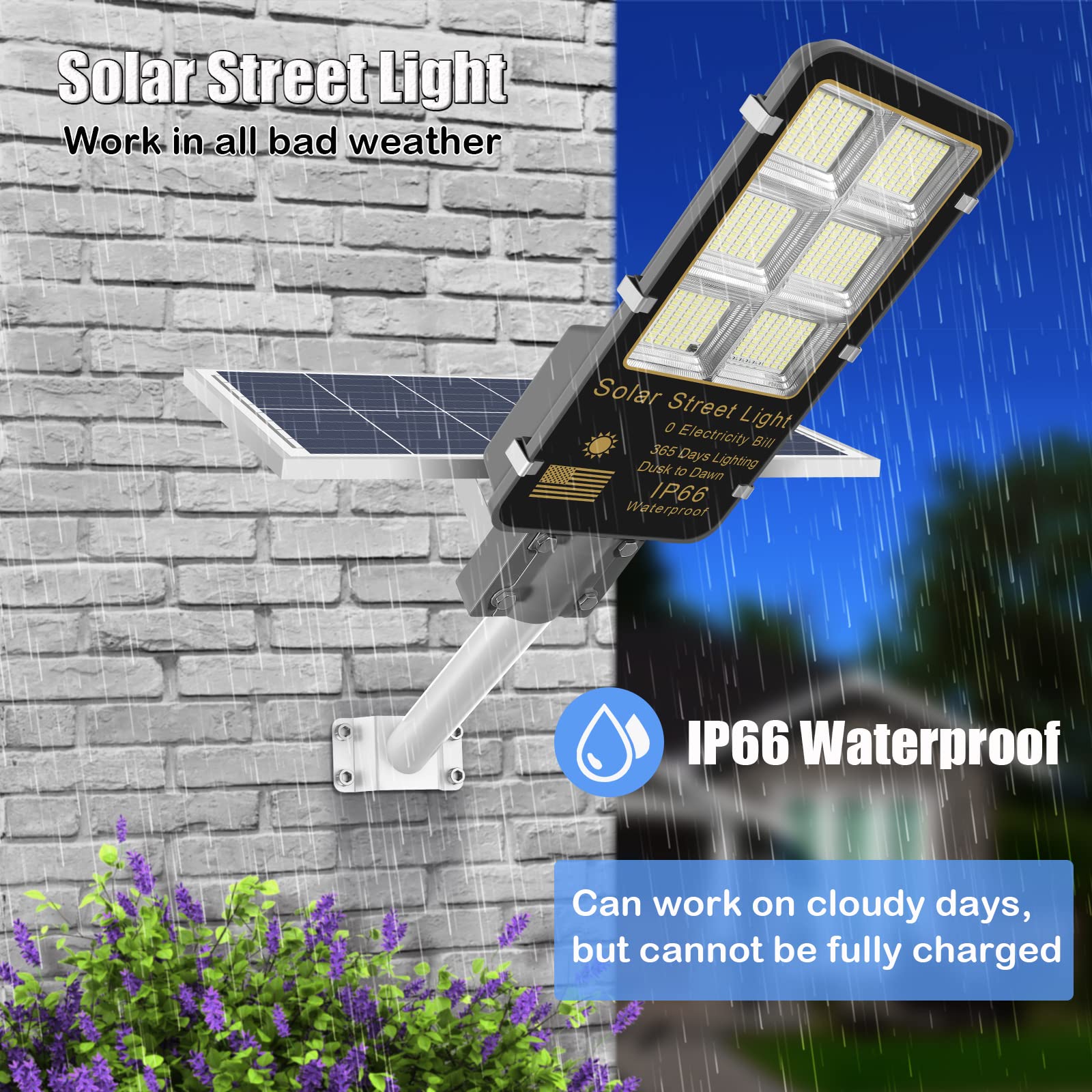Tfkk 6000W Solar Street Light, 600000Lm Light Sensor Solar Lights For Outside, Ip66 Waterproof Dusk To Dawn Solar Security Flood