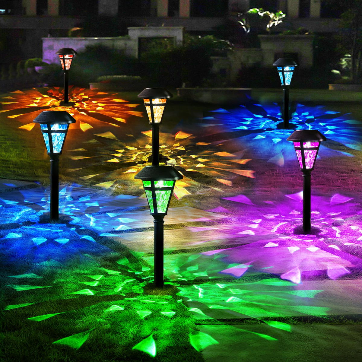 Twinsluxes 12 Pack Solar Pathway Lights Outdoor,Color Changing Waterproof Garden Lights,Led Landscape Path Lighting Up To 12 Hrs