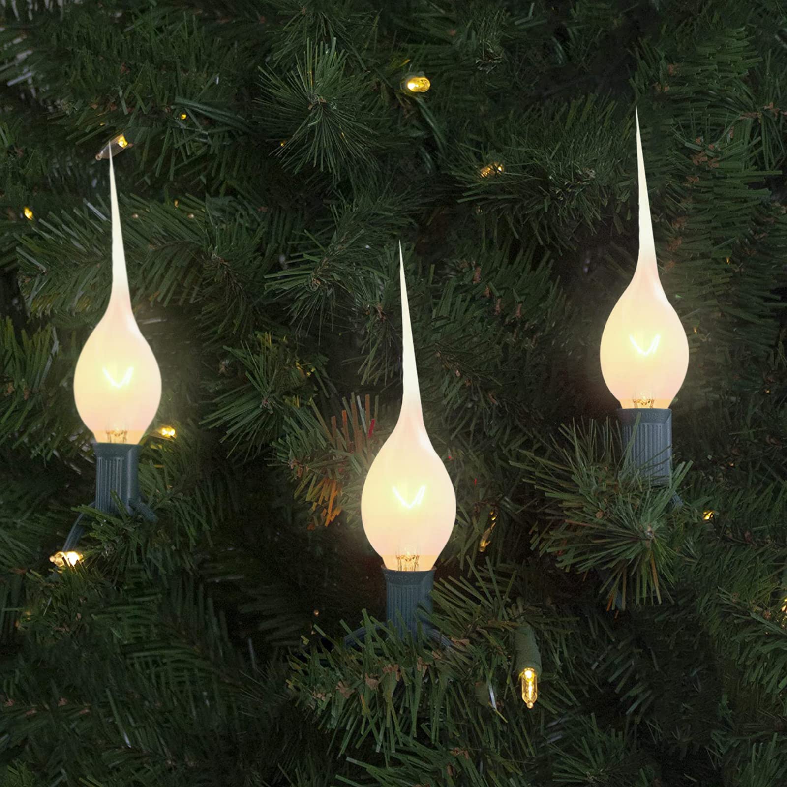 Cbebew Clear Silicone Dipped Candle Light Bulbs, 5W C7/E12 Candelabra Base, 12 Pack - Replacement Bulbs for Window Candles & Chandeliers