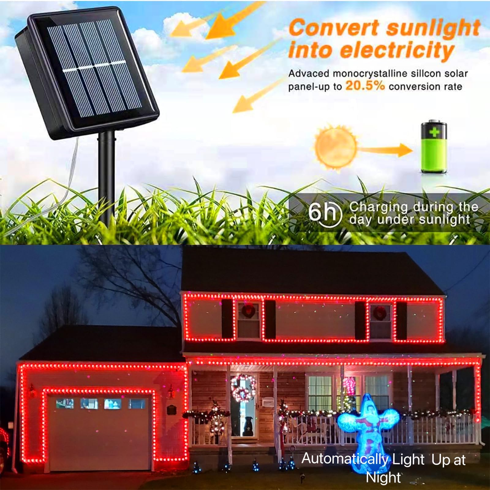 Yeguo 2 Packs Each 33Ft 100 Led Solar Rope Lights Outdoor Waterproof, Red String Lights For Outside, 8 Modes Fairy Lights In Cle