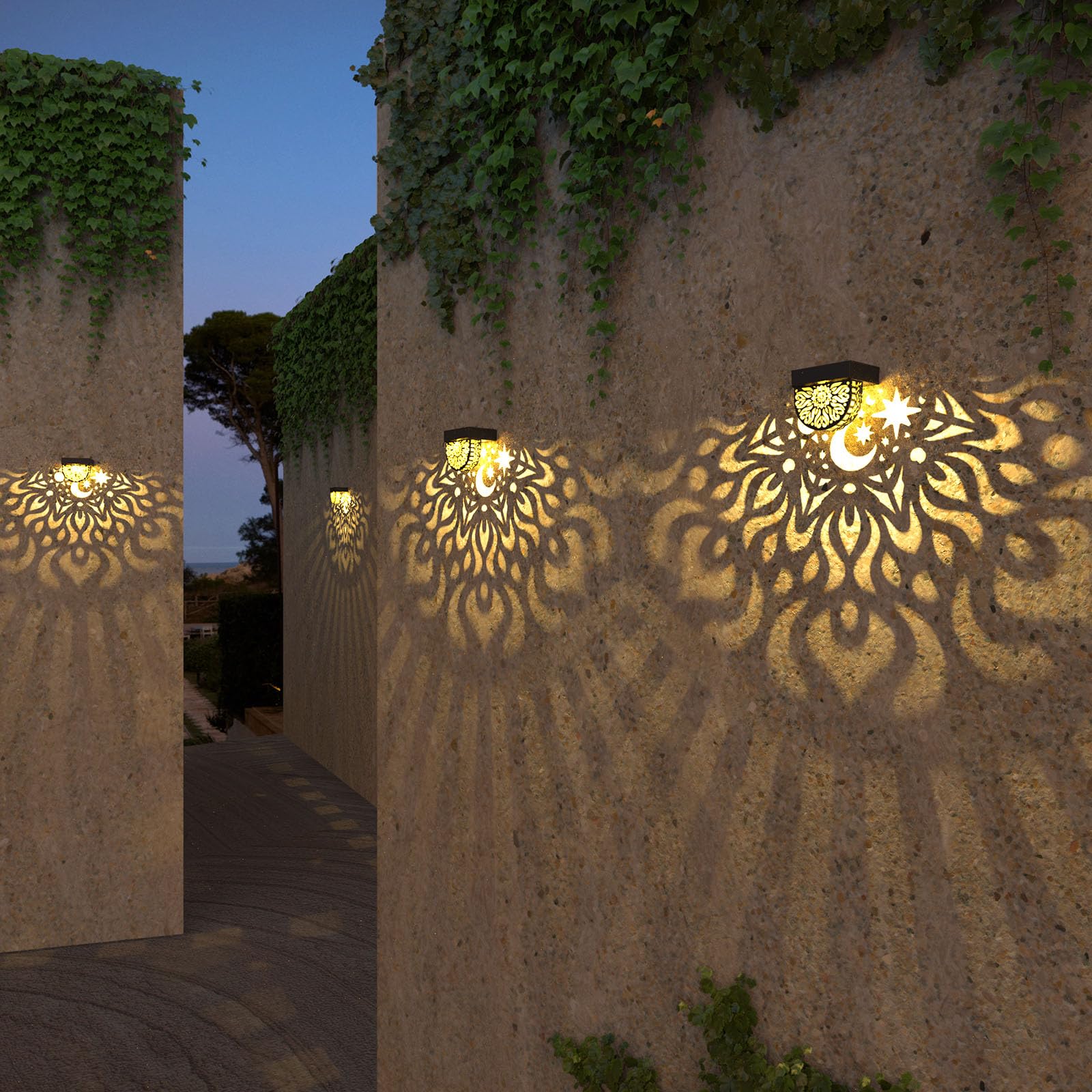 Solar Fence Lights 6 Pack Solar Deck Lights Waterproof Led Solar Powered Step Lights Wall Lights Outdoor Decorations Warm Yellow Light Decorative Lighting For Garden (Step Lights)