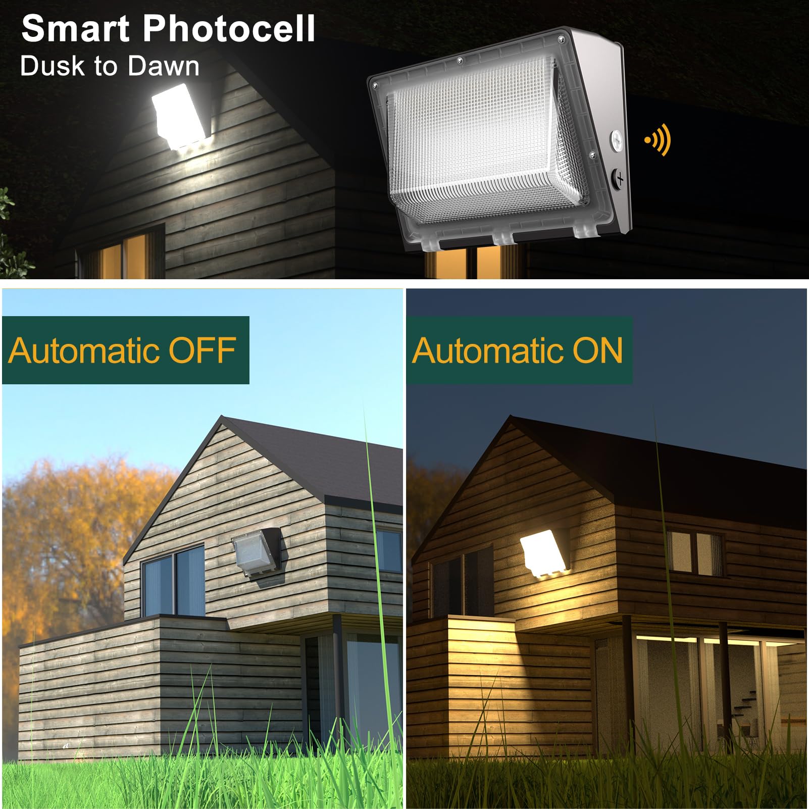 Acohook 4Pack 150W Led Wall Pack Lights  100-277V Dusk To Dawn With Photocell  22500Lm 5000K Daylight Ip65 Waterproof Outdoor Security Lighting  Energy Saving  Etl | 5-Year Warranty(Height:10~20Ft)