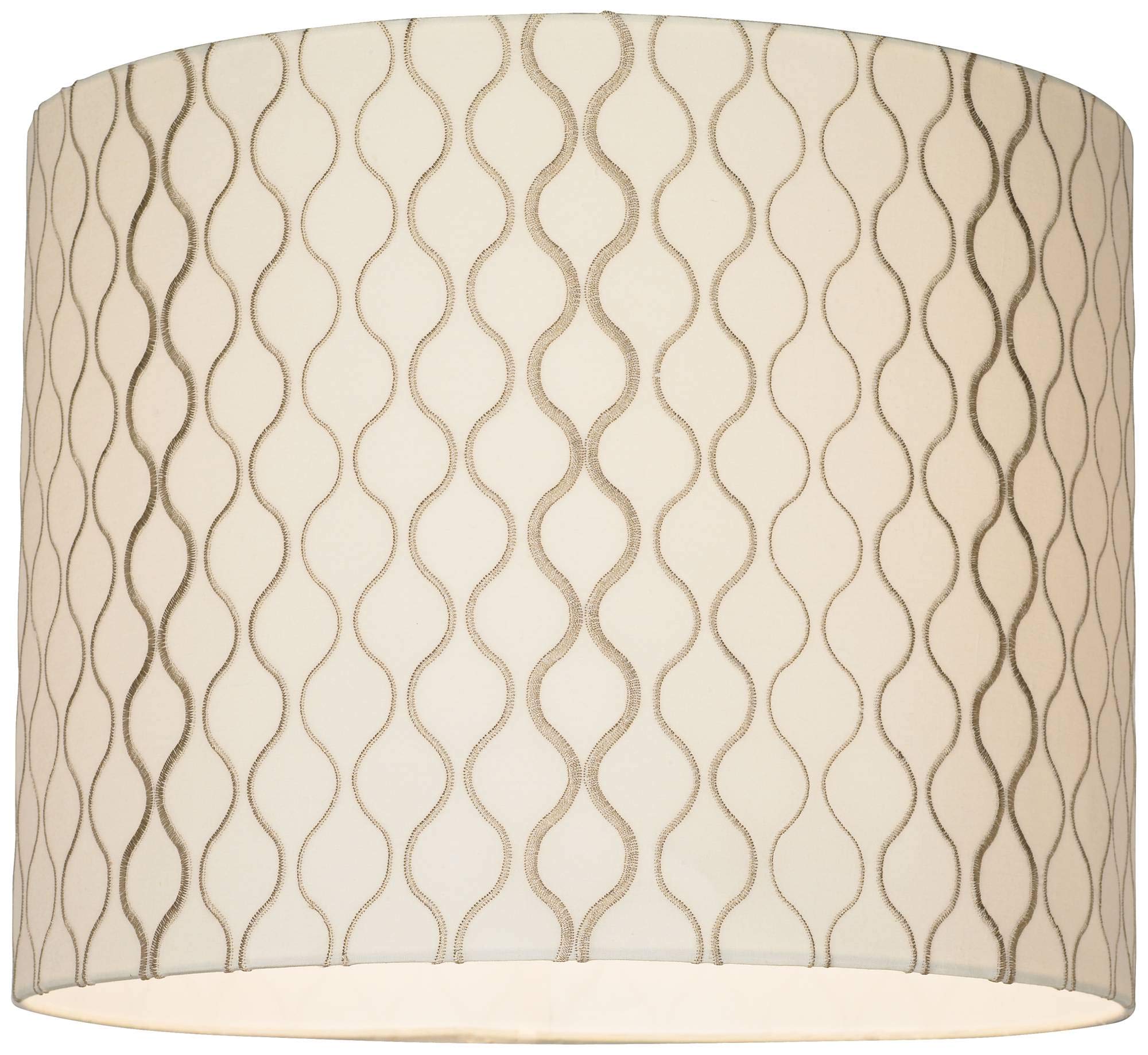 Embroidered Hourglass Medium Lamp Shade 14'' Top X 14'' Bottom X 11'' High (Spider) Replacement With Harp And Finial - Springcre