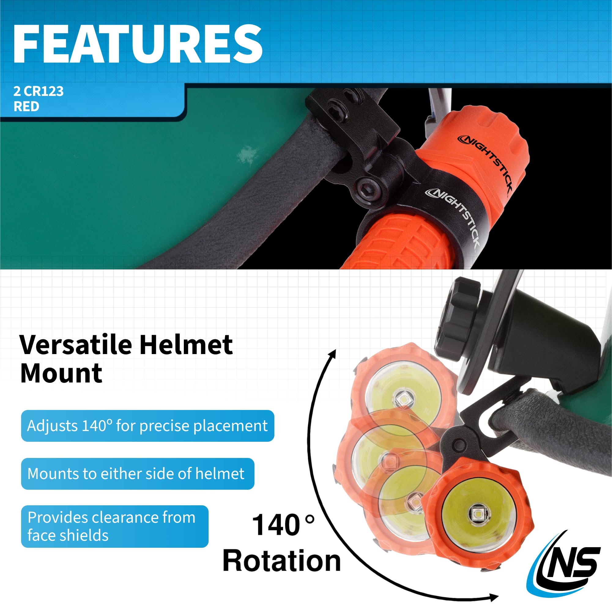 Nightstick Fdl-300R-K01 Tactical Fire Light With Multi-Angle Helmet Mount