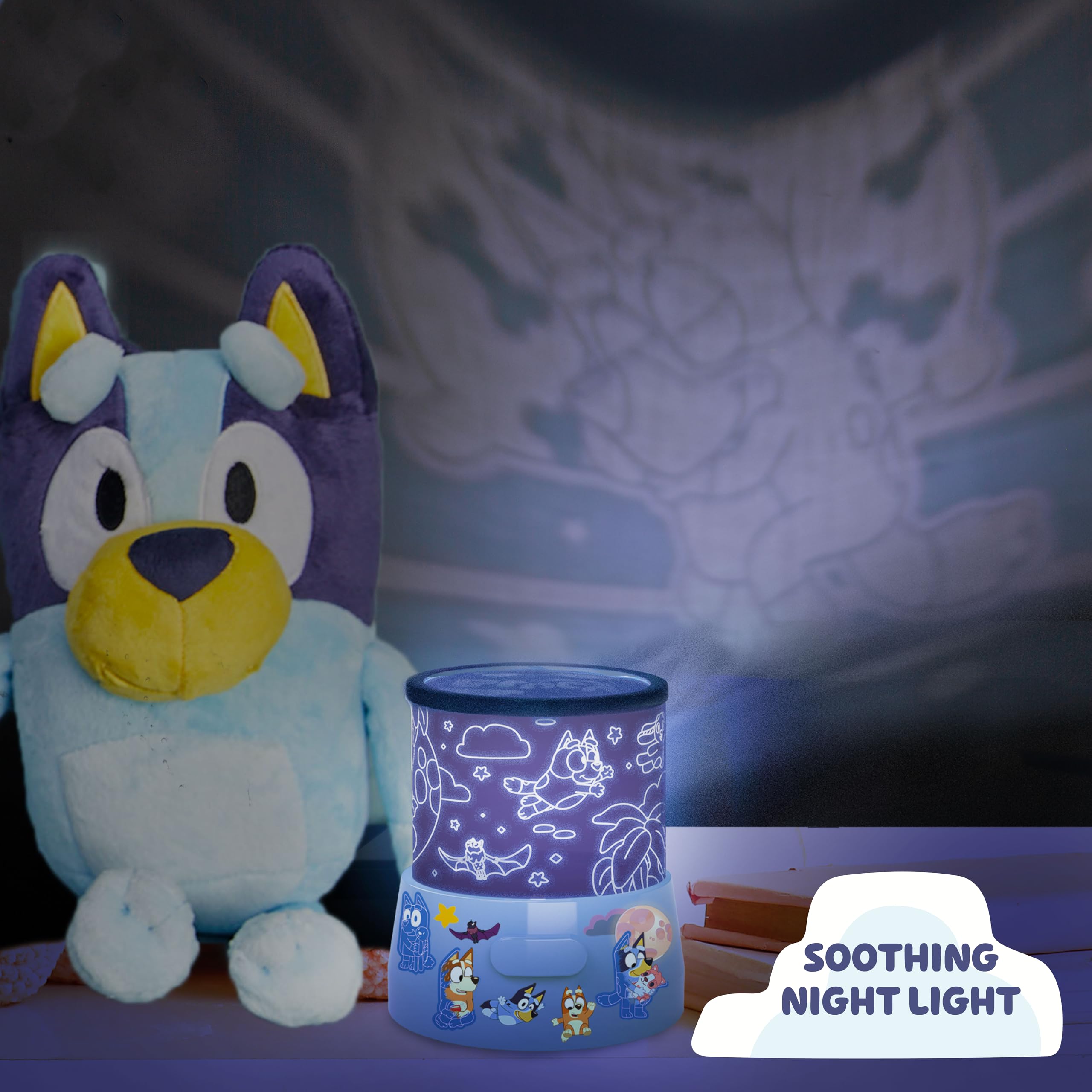 Bluey Light Up Projector Night Light for Kids, 4.38" x 4.7", Multi, Model 226541, Plastic, Decorate Your Own with Stickers