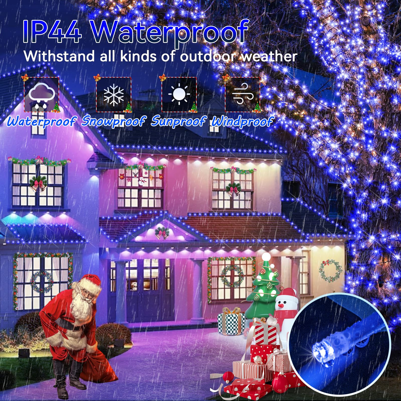 Hezbjiti 1000 LED Christmas String Lights, 394ft Blue Fairy Lights with Remote & Timer for Home, Party, Wedding Decor