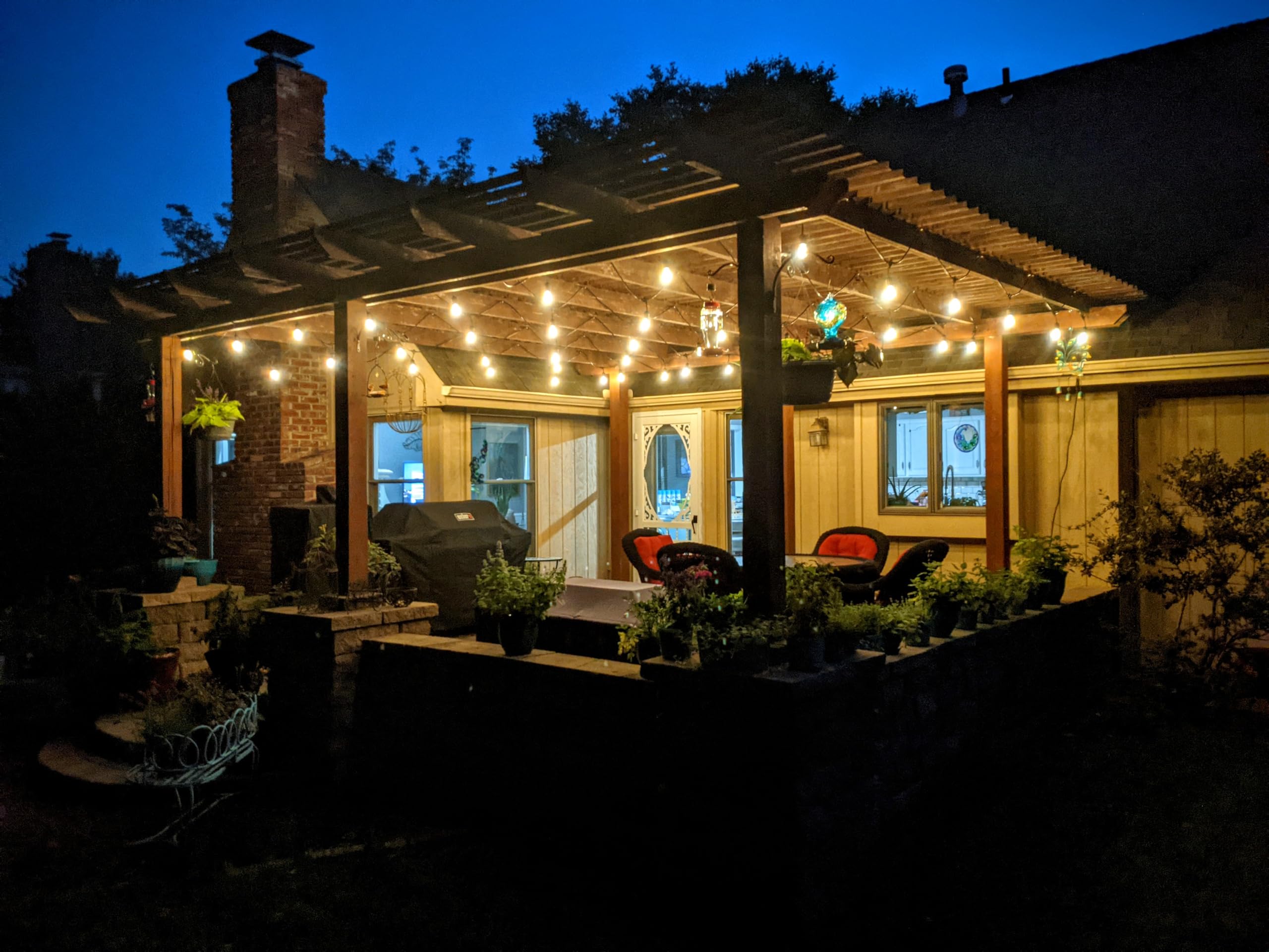 Brightech Ambience Pro Outdoor String Lights - 48 FT, Dimmable Vintage Edison Bulbs, Waterproof, Soft White (2700K)