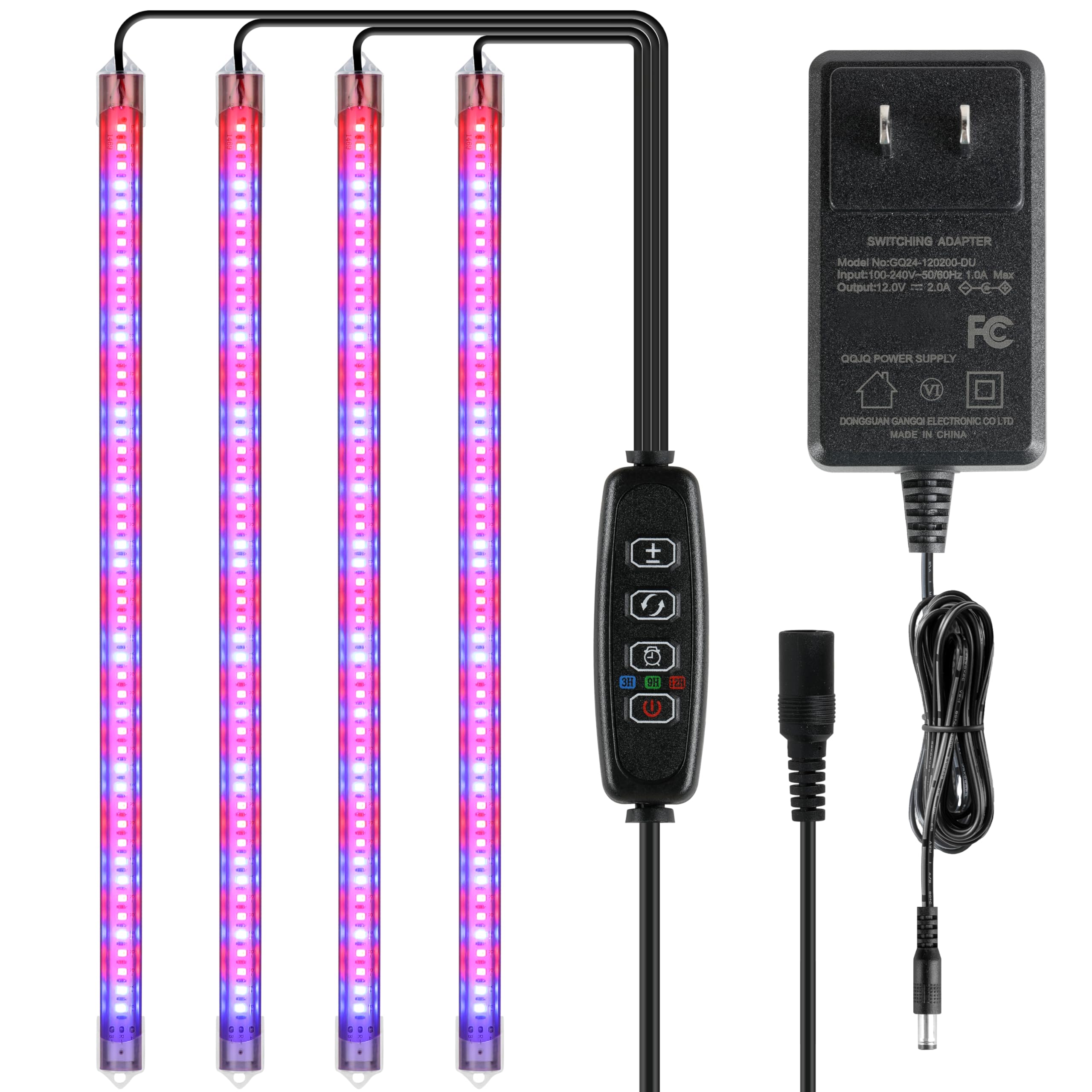 Ipower Led Grow Light Strips Full Spectrum For Indoor Plants With Auto On/Off 3/9/12H Timer, 10 Dimmable Levels 48 Leds Per Tube