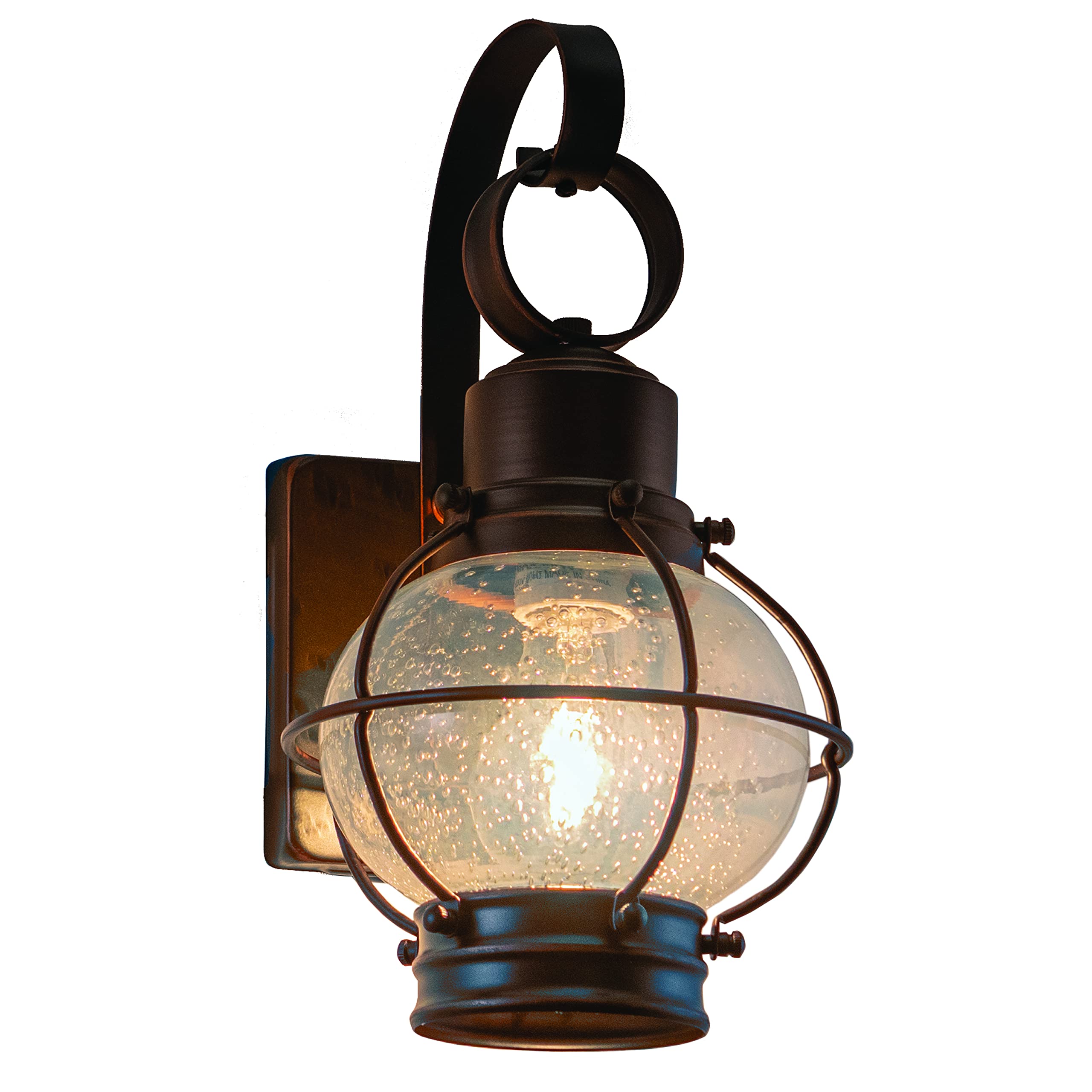 VAXCEL Chatham 1 Light Wall Lantern, Burnished Bronze, 6.5in W, Alloy Steel, Model OW21861BBZ, Coastal Outdoor Lighting, Clear Glass