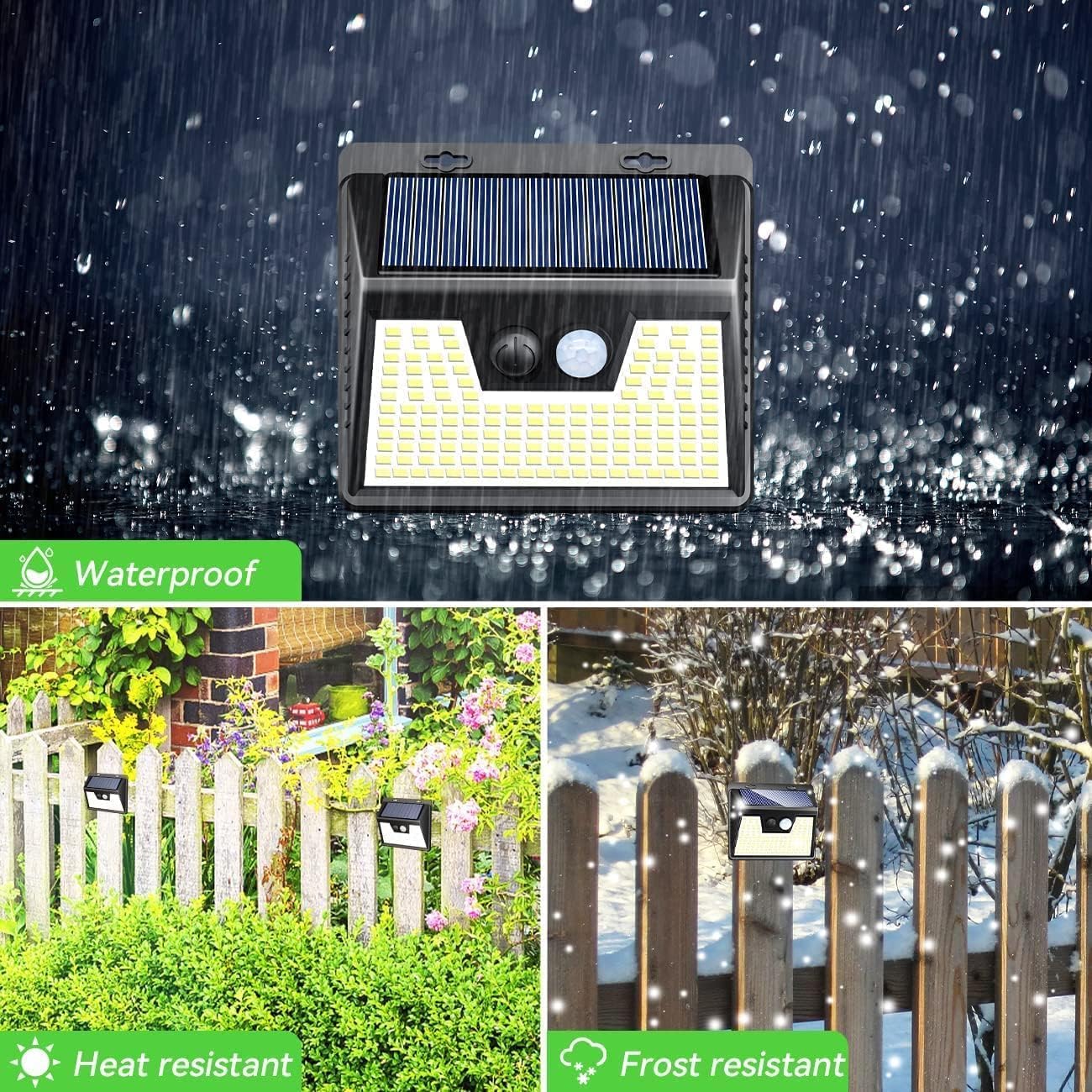 Peasur Solar Lights Outdoor Motion Sensor, 140 Led Solar Powered Fence Light Waterproof, 3 Modes Security Wall Lighting For Outs