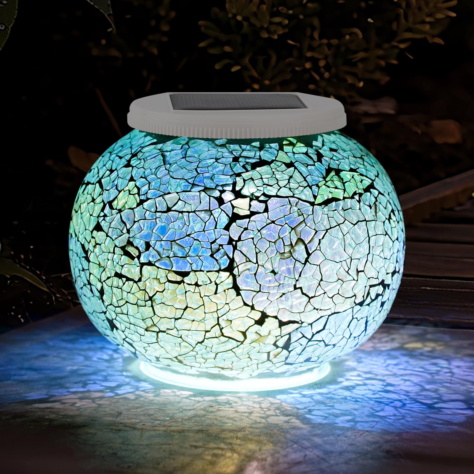 HDNICEZM Color Changing Solar Powered Glass Ball Led Garden Lights, Rechargeable Solar Table Lights, Outdoor Waterproof Solar Ni