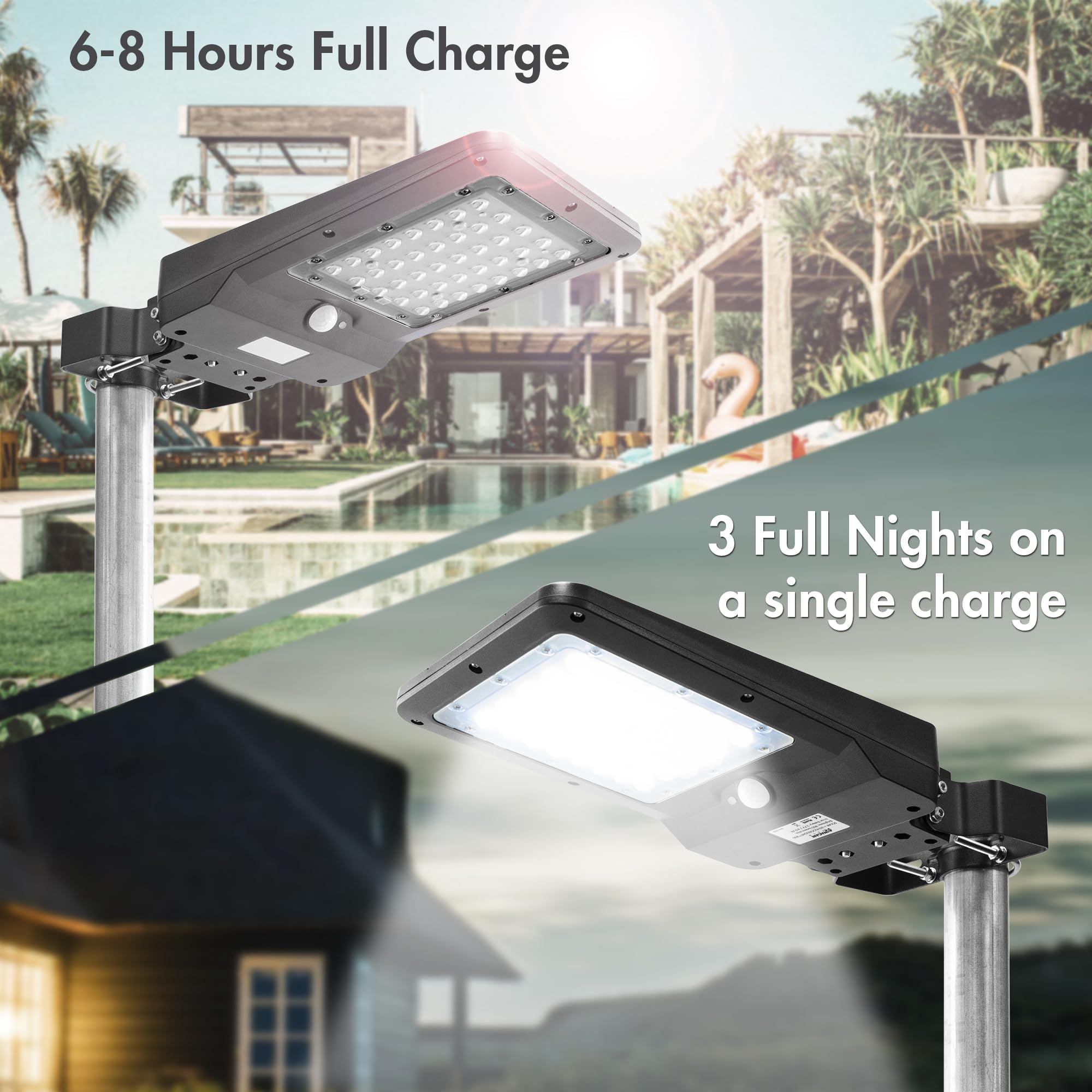Wagan EL8588 Solar Street Lamp - 1000 Lumen LED Flood Light, Motion Sensor, Waterproof, 4 Pack, Black for Outdoor Use