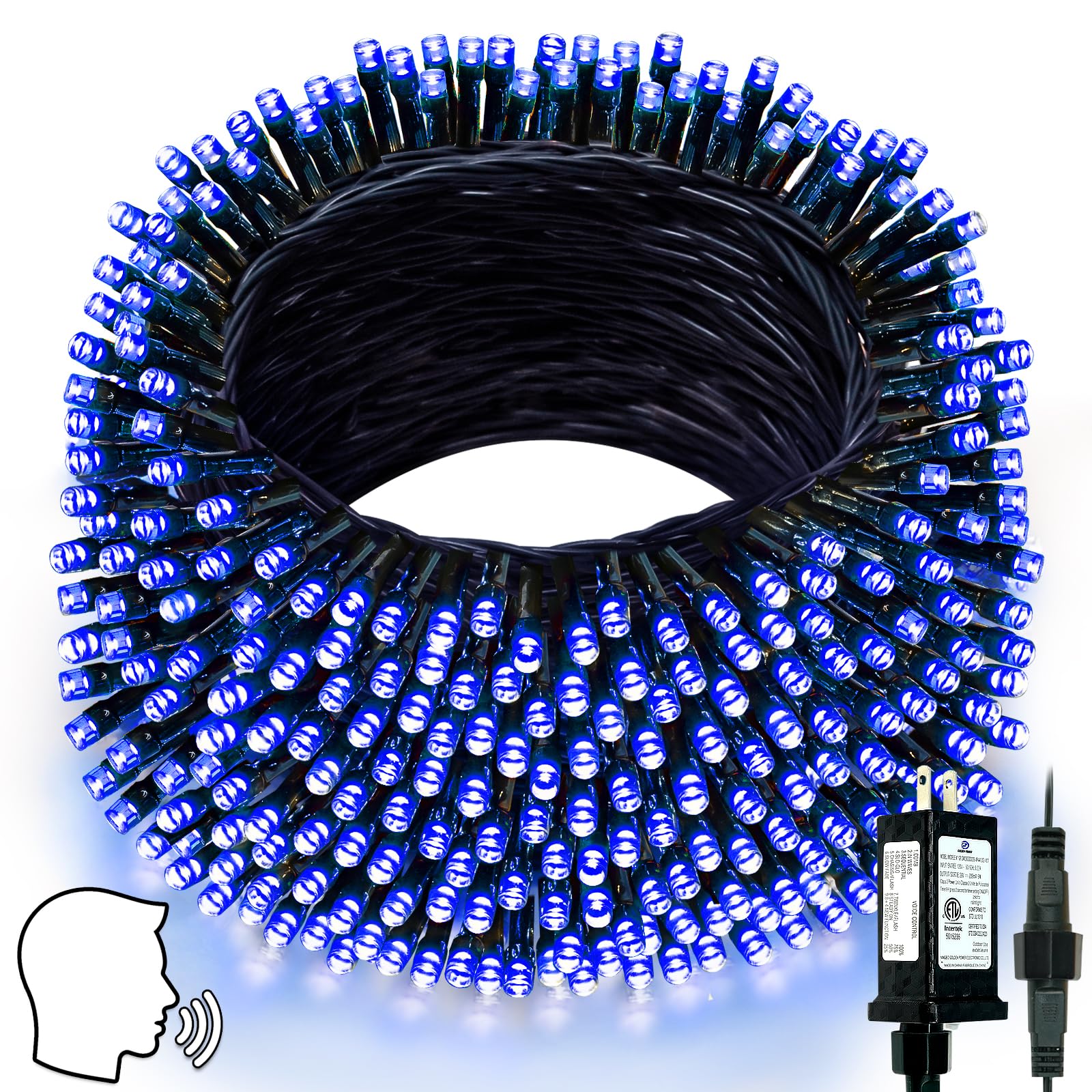 Voice Controlled Smart Christmas Lights Outdoor  75.8Ft 200 Led Extendable String Lights With 7 Voice Commands  12 Modes & Timer  Waterproof Christmas Decorations For Party Tree Garden (Blue)