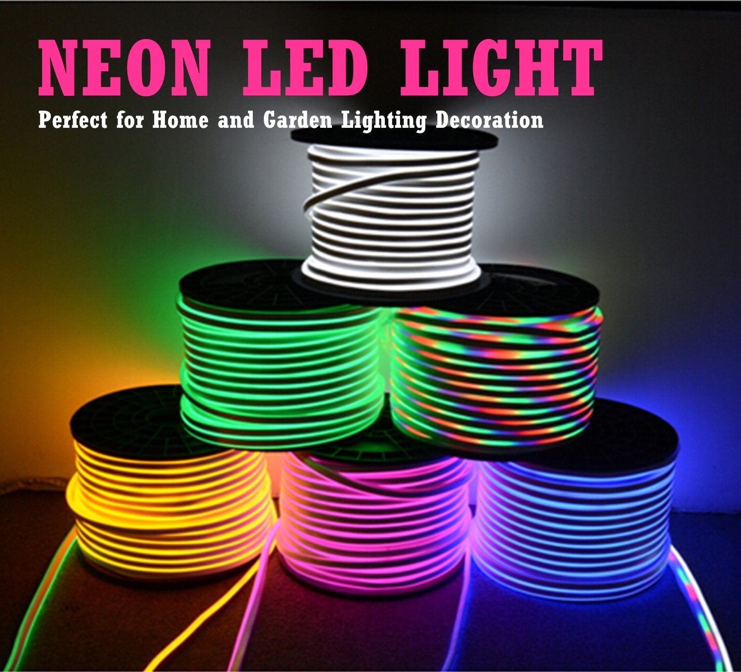 IEKOV LED Neon Light, Dimmable Waterproof 2835 SMD Strip, 20m/65.6ft, Golden Yellow, Model NEON LIGHT-Y-20M