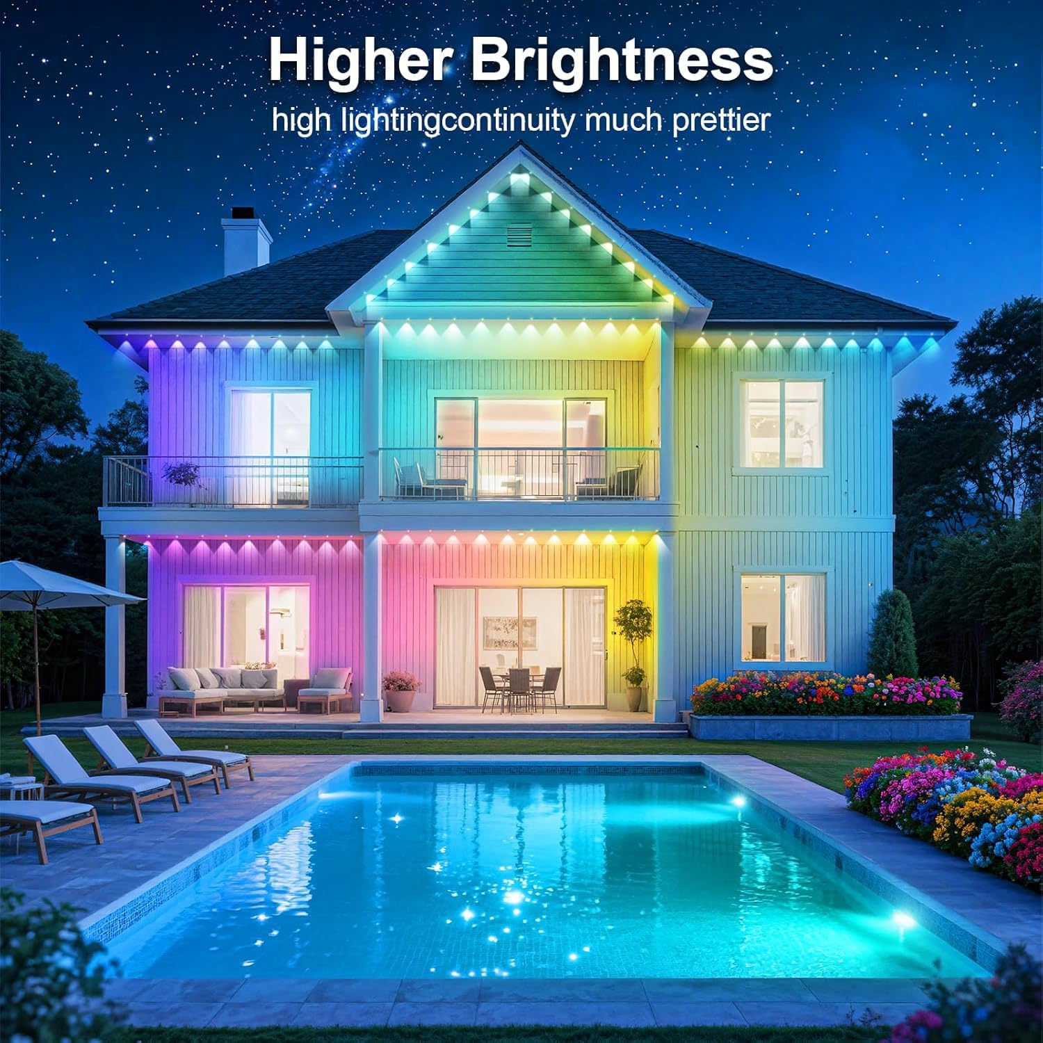 CETELUMA LED Eave Lights - 300FT Waterproof RGB Outdoor Lighting with App/Remote Control for House Decor, Christmas, and Parties