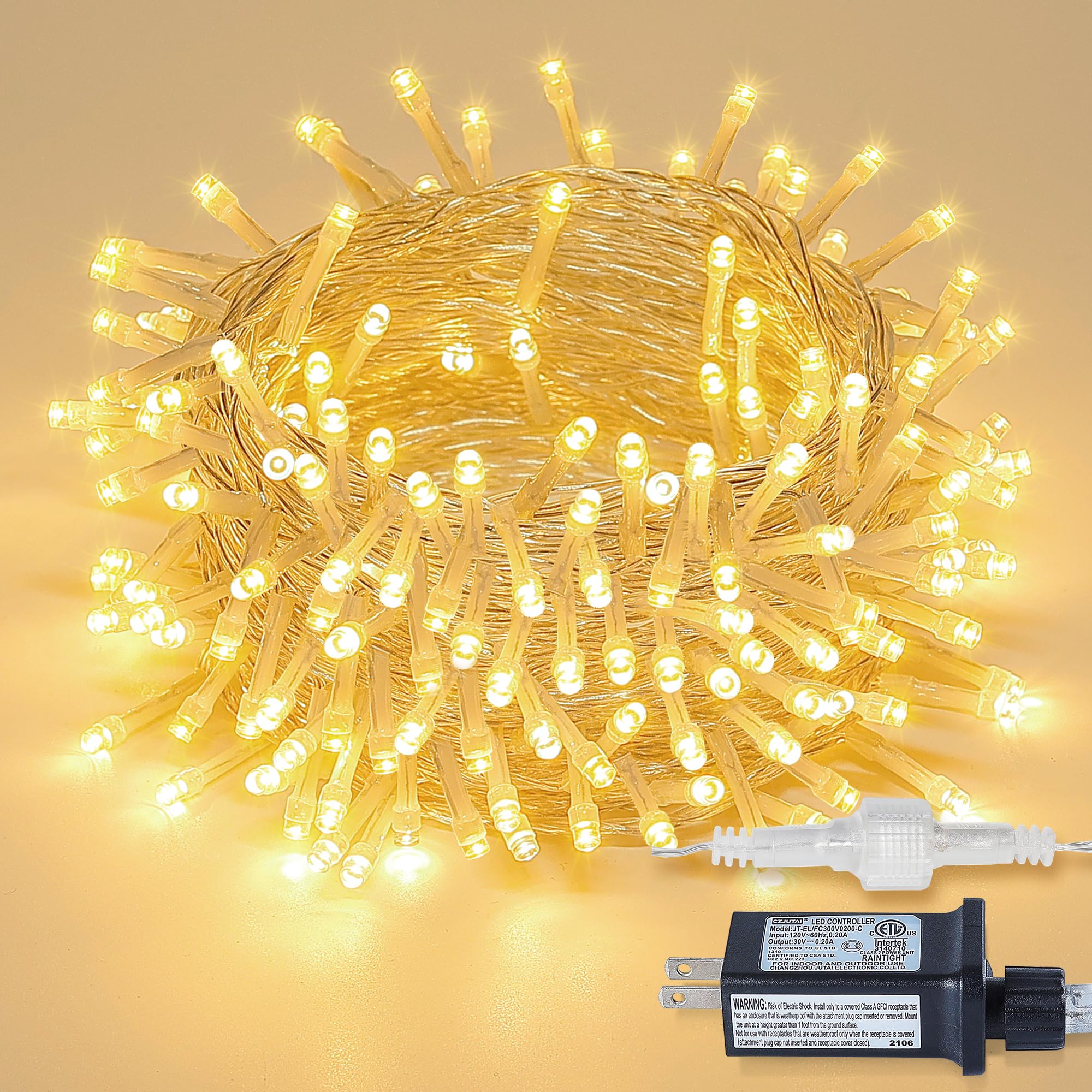 MYGOTO 33FT 100 LEDs String Lights Waterproof Fairy Lights 8 Modes Warm White QX-U-O-S-100-A-C