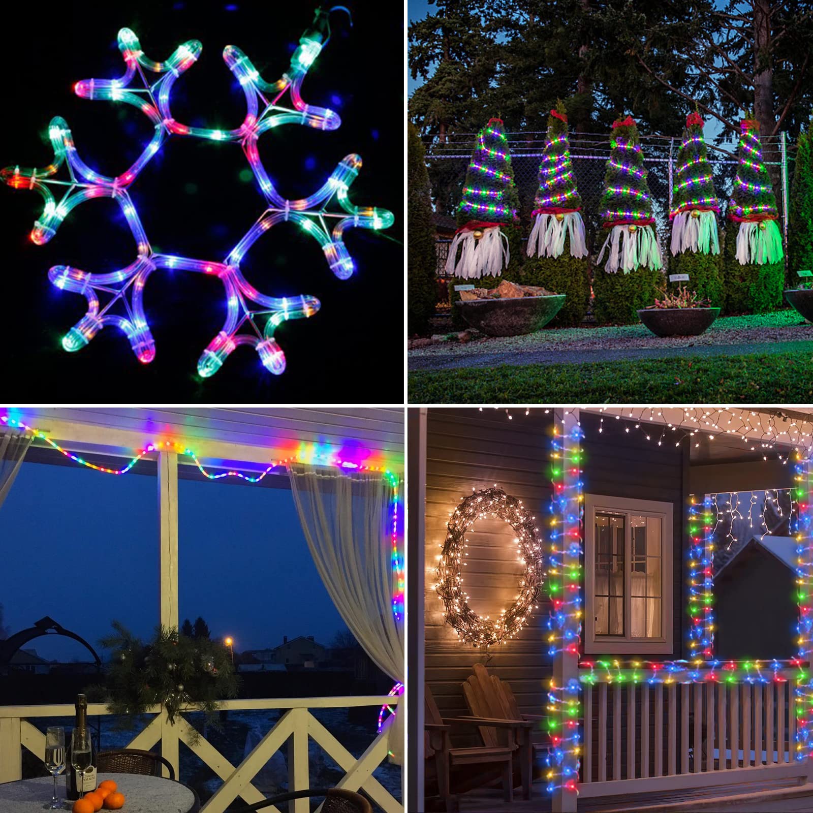 POTIVE Solar Christmas Rope Lights - 100 LED, 2 Pack, Multicolor, Outdoor Trampoline Accessories, 8 Modes