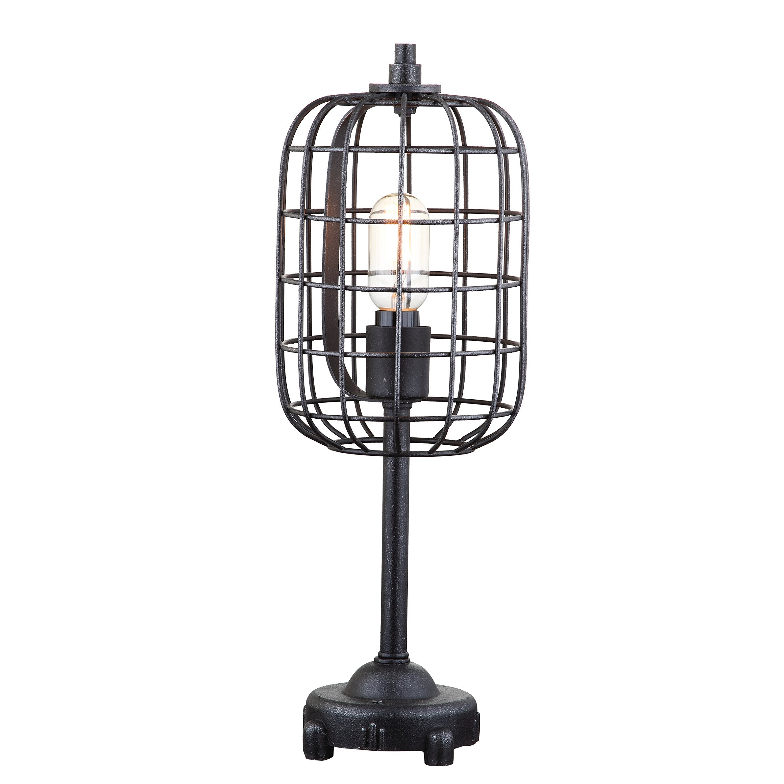 JONATHAN Y Odette 20in Industrial Metal Table Lamp, Black/Silver, Model JYL4029A, Rustic Transitional Design for Bedroom or Office