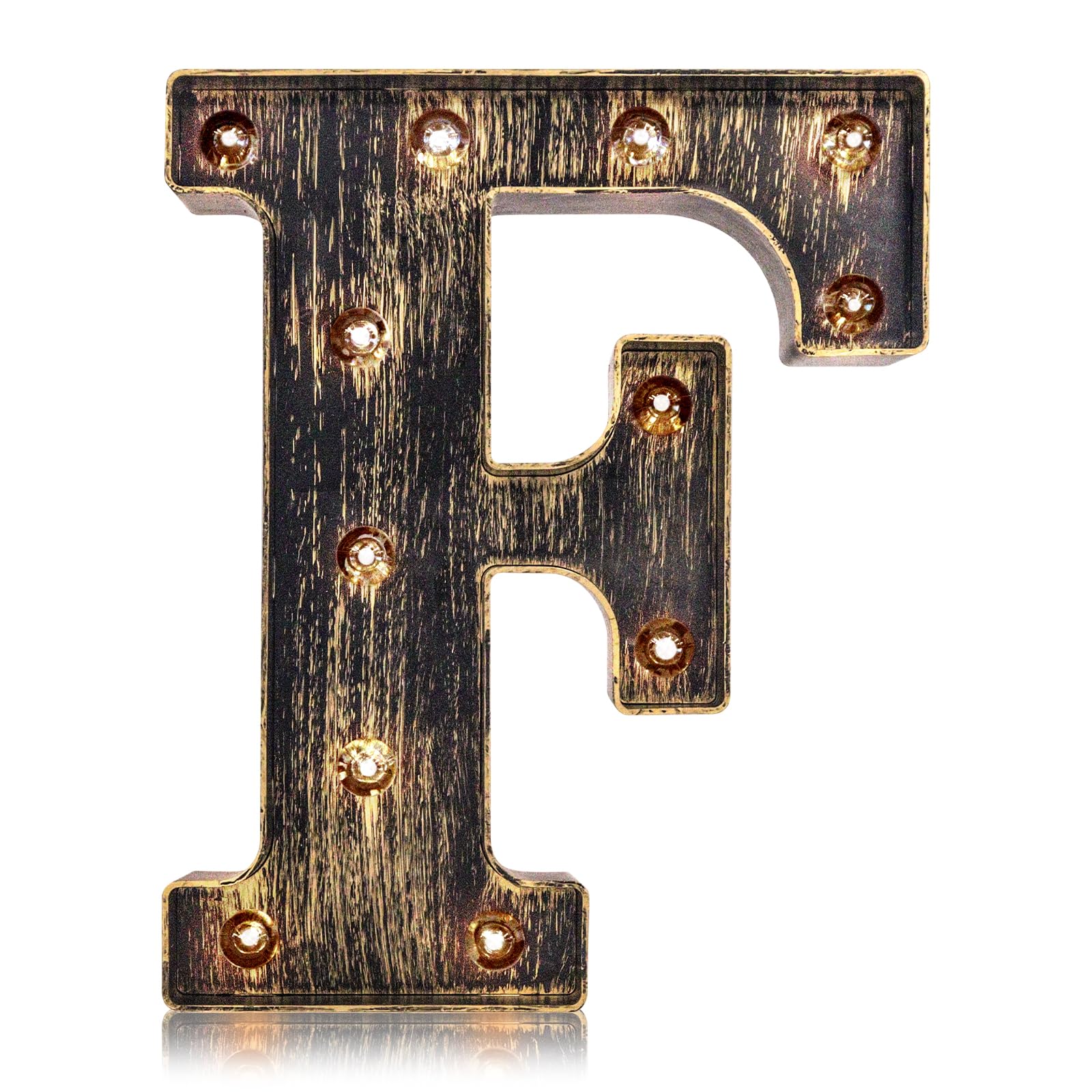 OYCBUZO Vintage Style Light Up Alphabet Letter Sign - Golden Black - Model: Vintage-Letter-06 - Decor for Cafe, Wedding, Birthday, Xmas