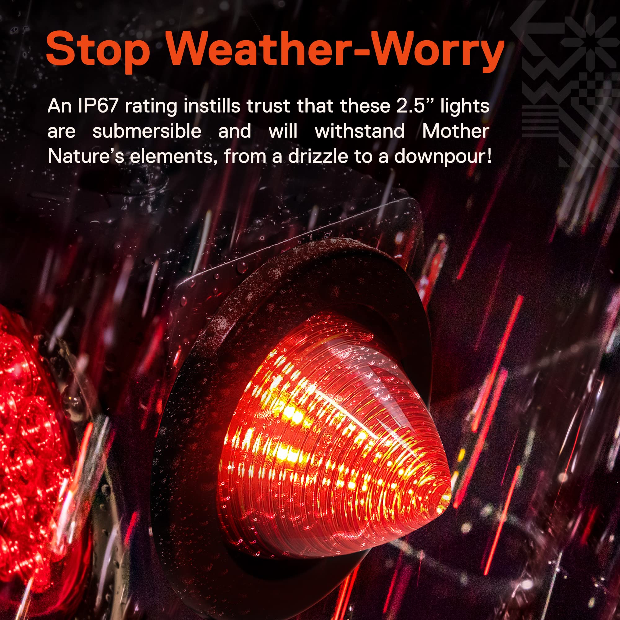 True Mods 2Pc 2.5 Inch Round Red Beehive Led Boat Trailer Marker Light [Dot Fmvss 108] [Sae P2] [Grommet & Plug] [Ip67 Submersible] Bee Hive Cone Clearance Side Marker For Rv Semi Truck Auto