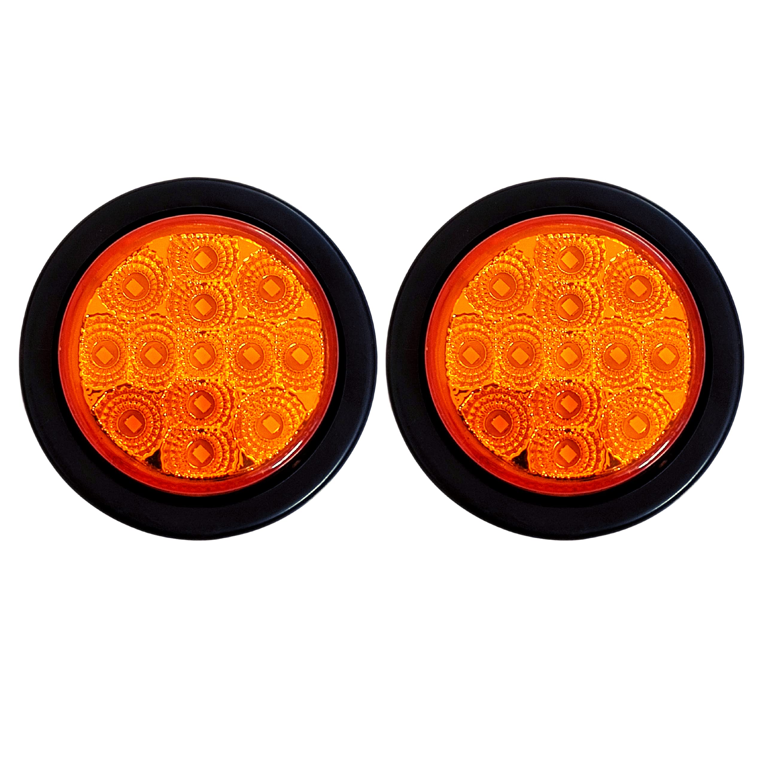 All Star Truck Parts LED Clearance Side Marker Lights Kit, 2.5in Round, 2x Amber, Model ASA2513A2, Waterproof, 12V Sealed