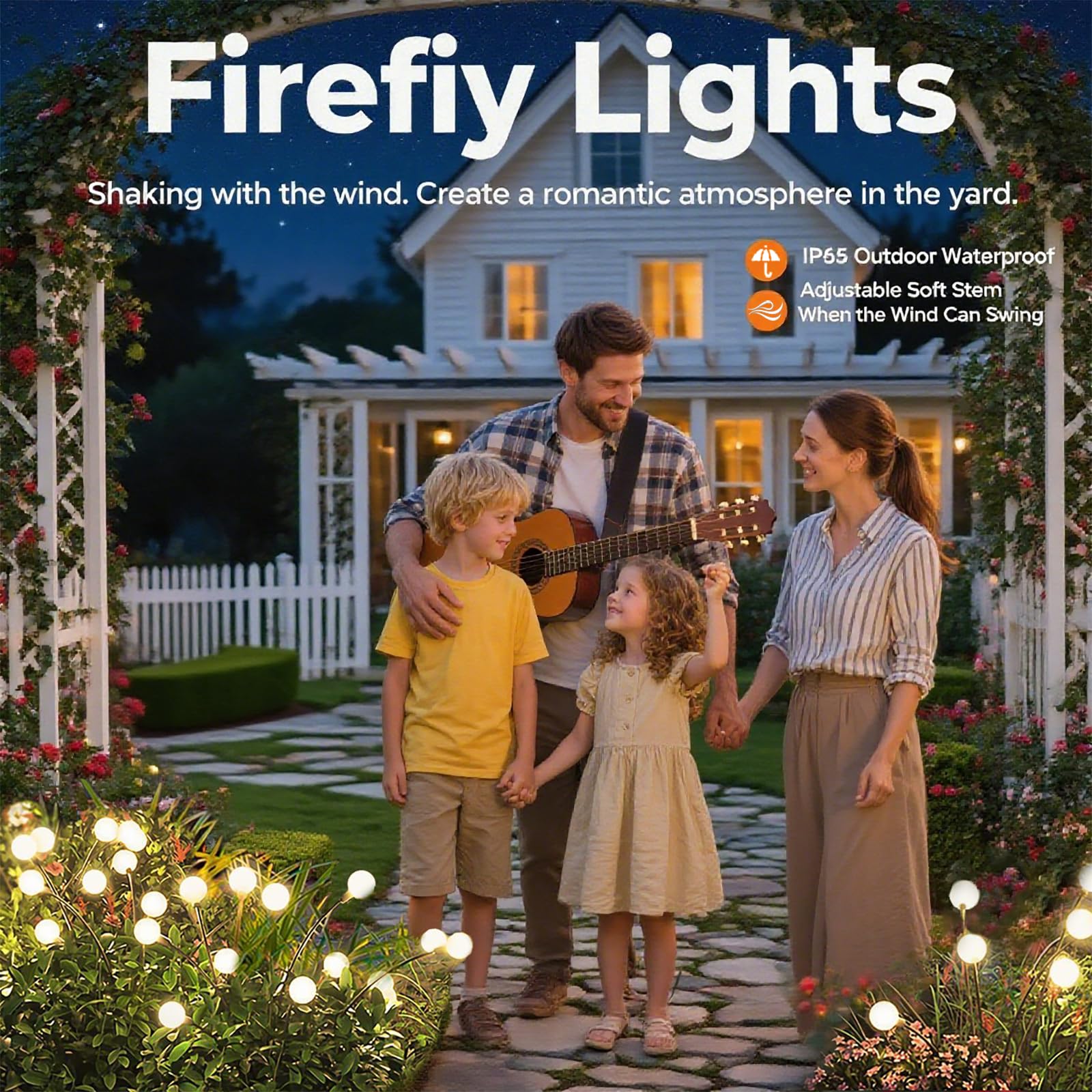 4 Packs Solar Garden Lights Outdoor Waterproof(32 Leds)  Firefly Swaying Light For Yard Patio Pathway Lawn Decor  Unique Gardening Gifts For Holiday Christmas Decoration