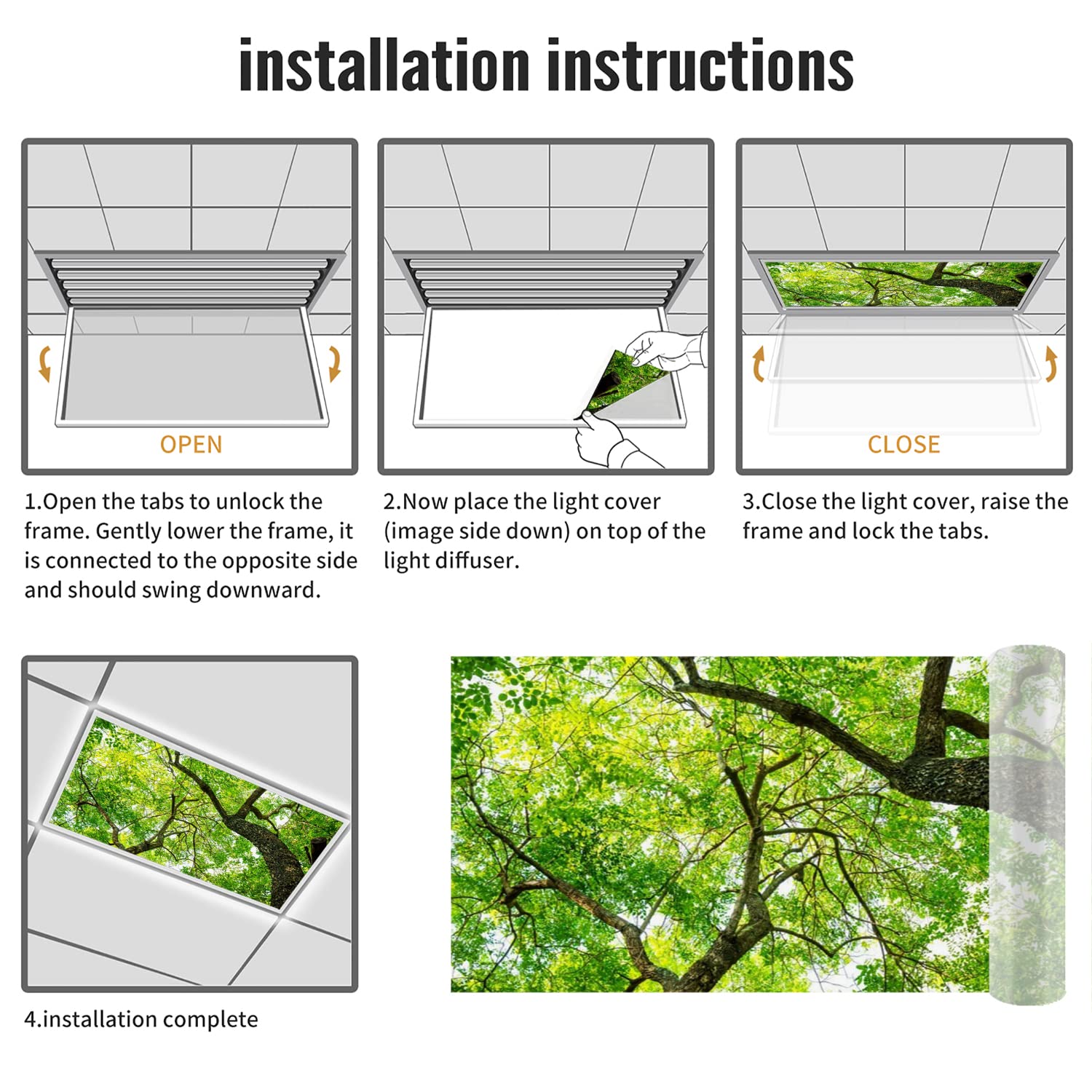 Lorougei Fluorescent Light Covers for Classroom Office - Light Filters Ceiling LED Ceiling Light Covers - 2ft x 4ft Drop Ceiling