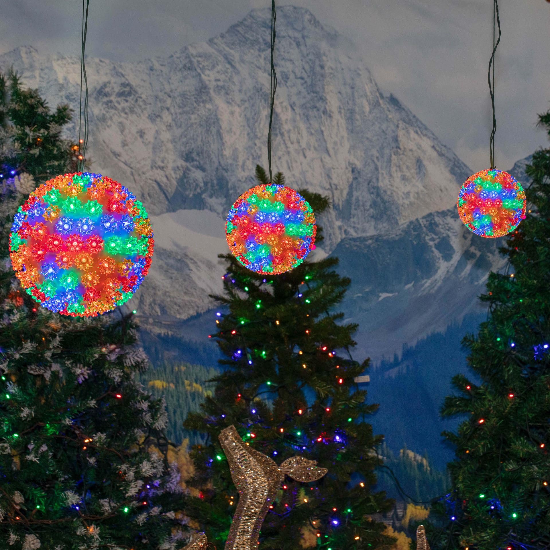 Novelty Lights 50 LED Light Sphere, 6in Diameter, Multicolor Hanging Decor for Outdoor Gazebo or Tree